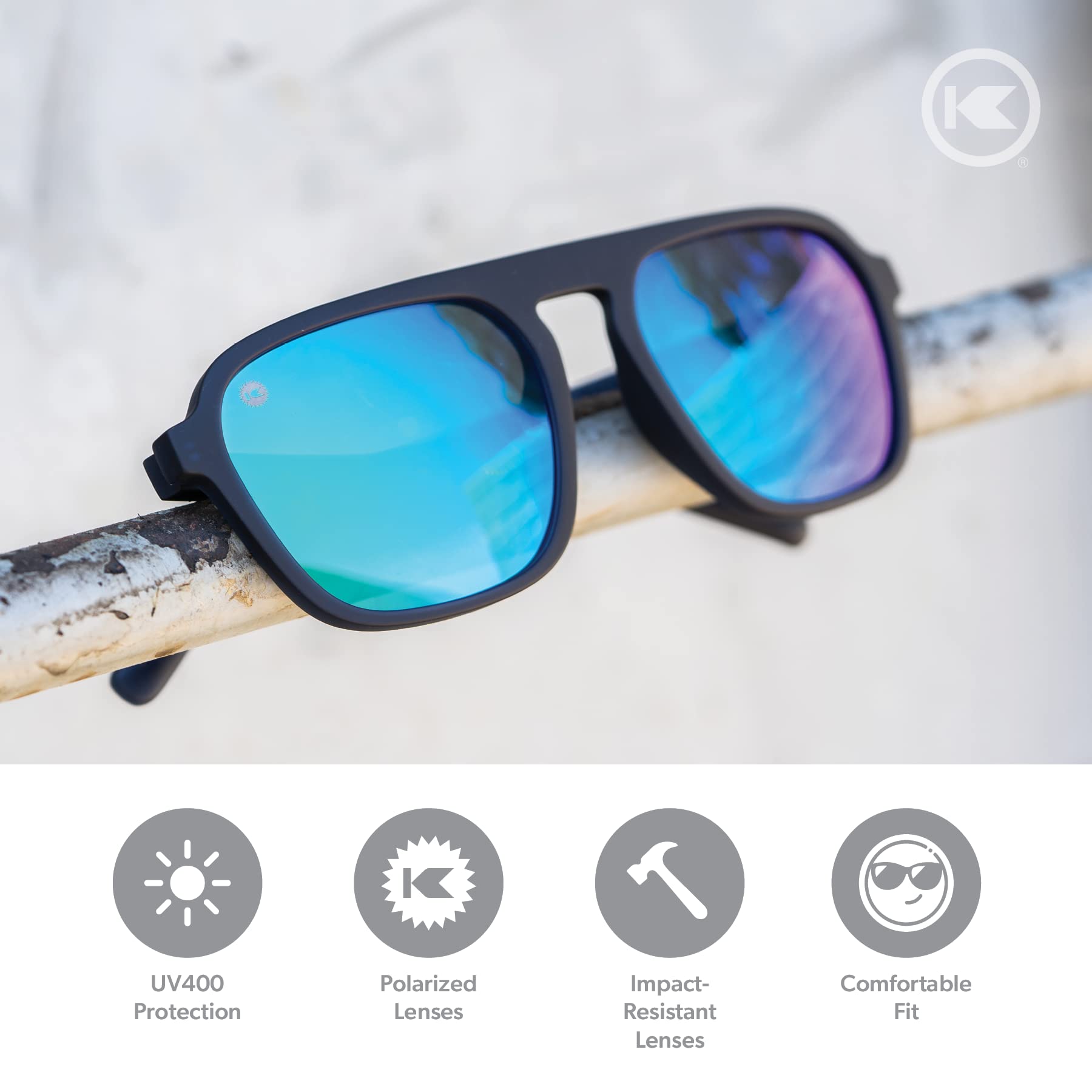 Knockaround Pacific Palisades Polarized Sunglasses for Men & Women - UV400 Protection, Classic Aviator Style - Perfect for Beach, Driving & Outdoor Activities