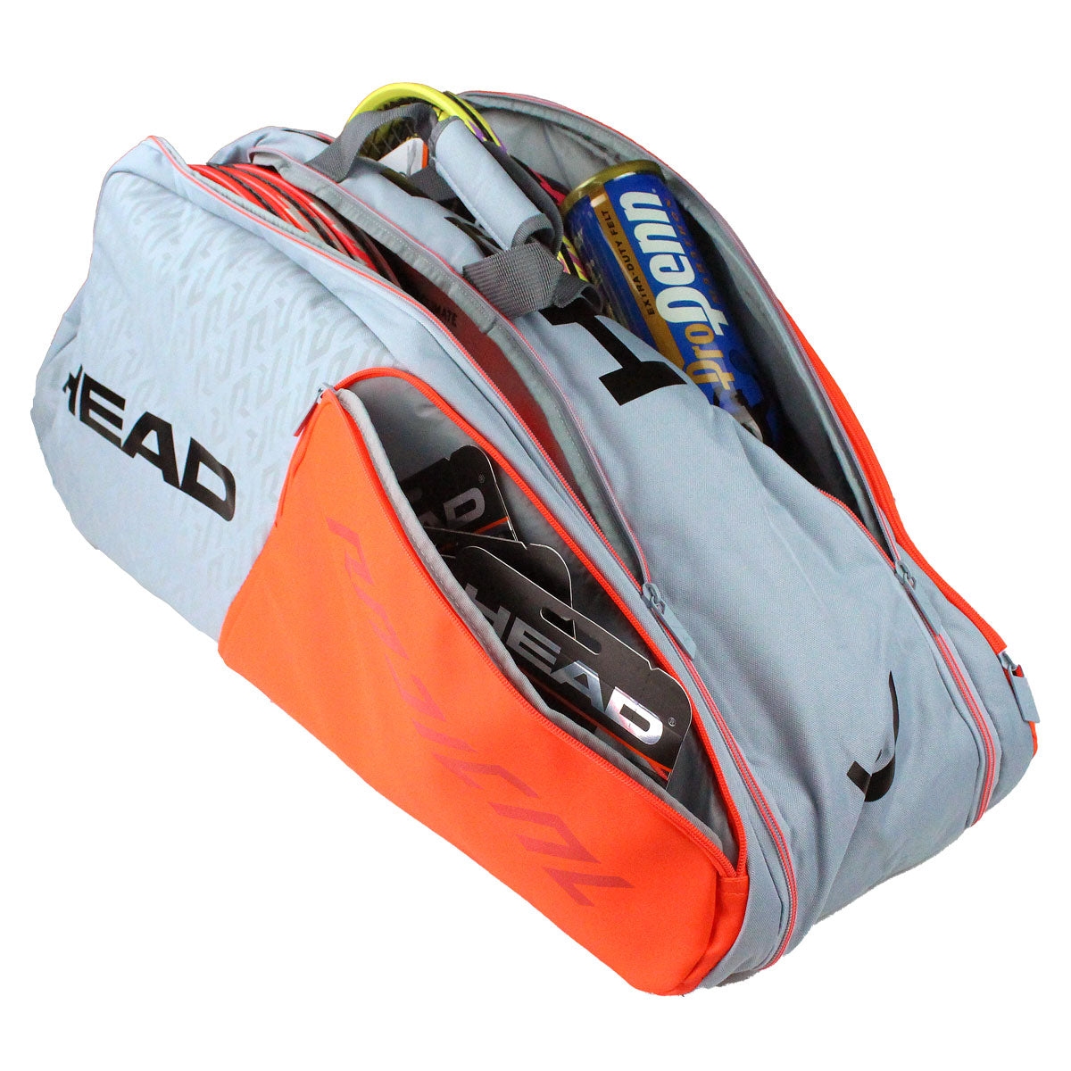 Head Radical Supercombi 9 Pack Tennis Racquet Bag (Grey/Orange) - Perfect for Tennis Players & Coaches - Durable Gear Storage for Courts, Tournaments & Travel