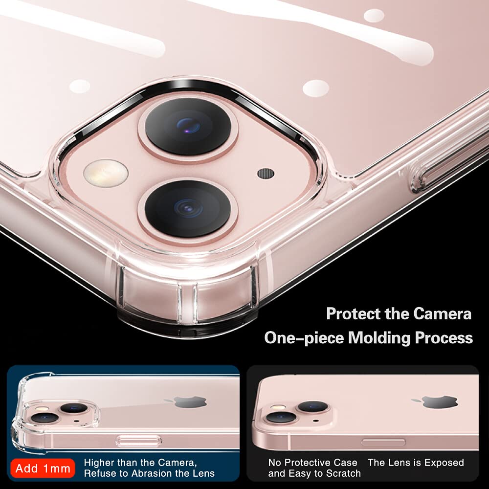 Premium Clear iPhone 13 Case (6.1-Inch) - Shockproof Hard PC Back & Soft TPU Bumper with Airbag Protection | Anti-Scratch Ultra Thin Protective Cover | Perfect for Everyday Use, Travel & Outdoor Activities