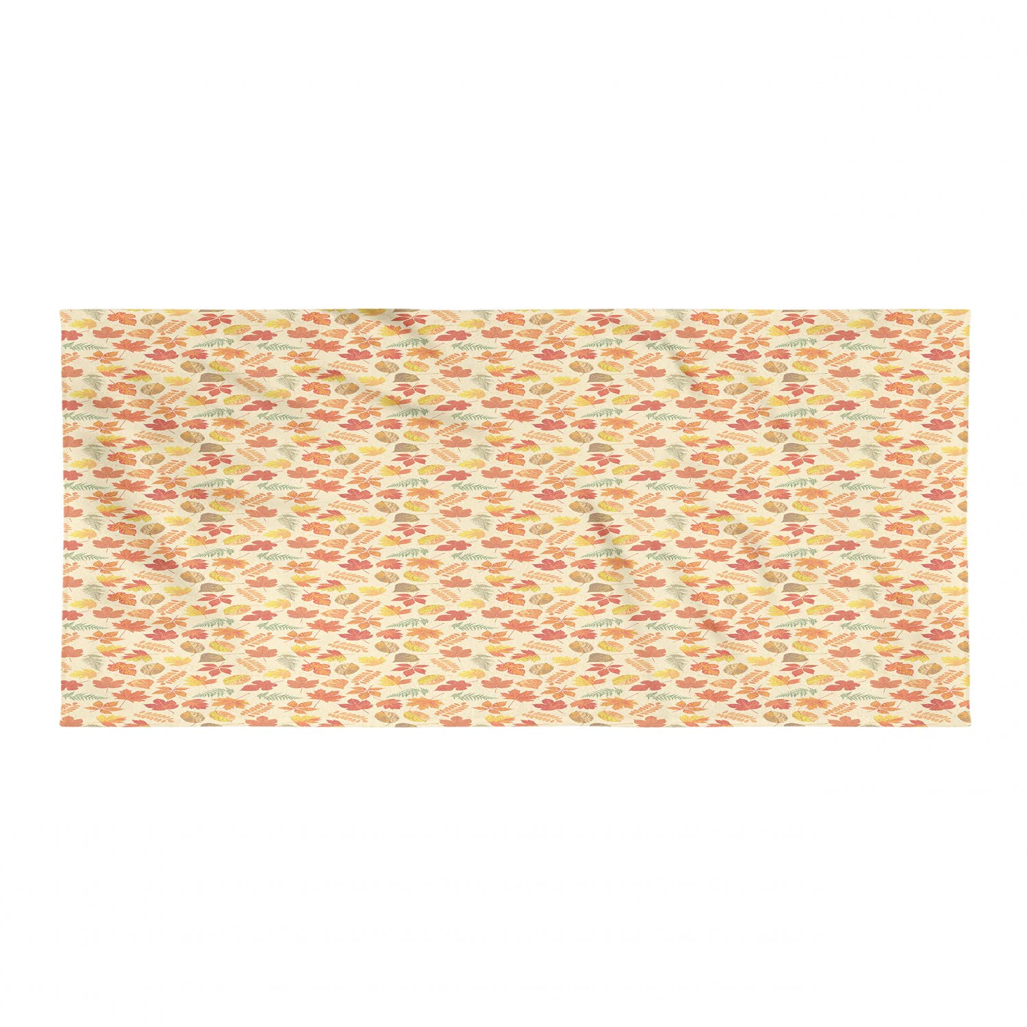 Ambesonne Fall Leaves Gym Towel - Soft Lightweight Absorbent Microfiber for Yoga, Sports & Beach - Autumn Leaf Design on Cream Orange Vermilion Backdrop - Perfect for Gym, Travel & Outdoor Activities