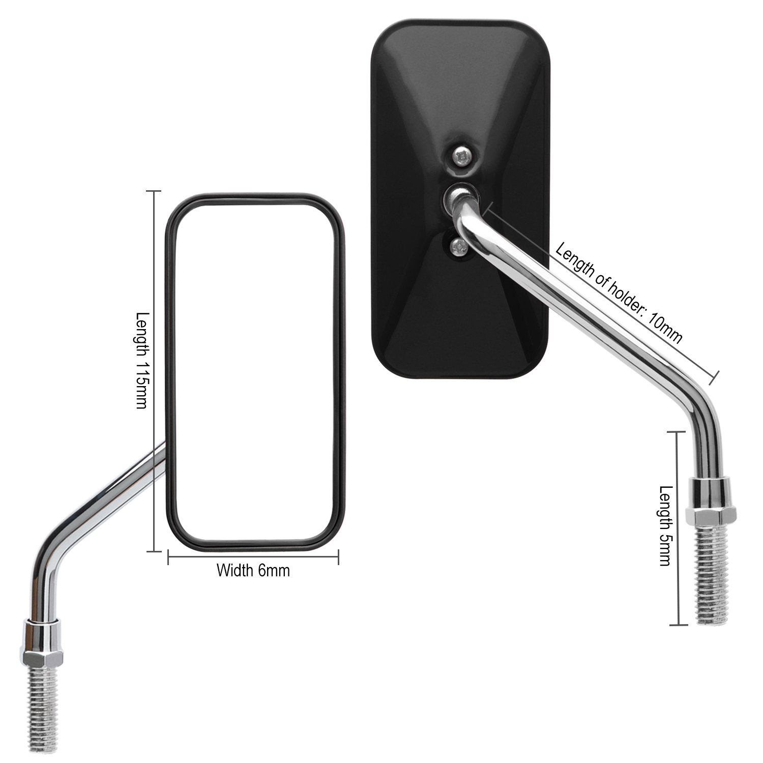 360° Adjustable Bike Mirror Set - Wide Angle Rear View Safety Mirror for Bicycles & Motorcycles | Black Rectangle Design | Perfect for Commuting, Road Cycling & Mountain Biking