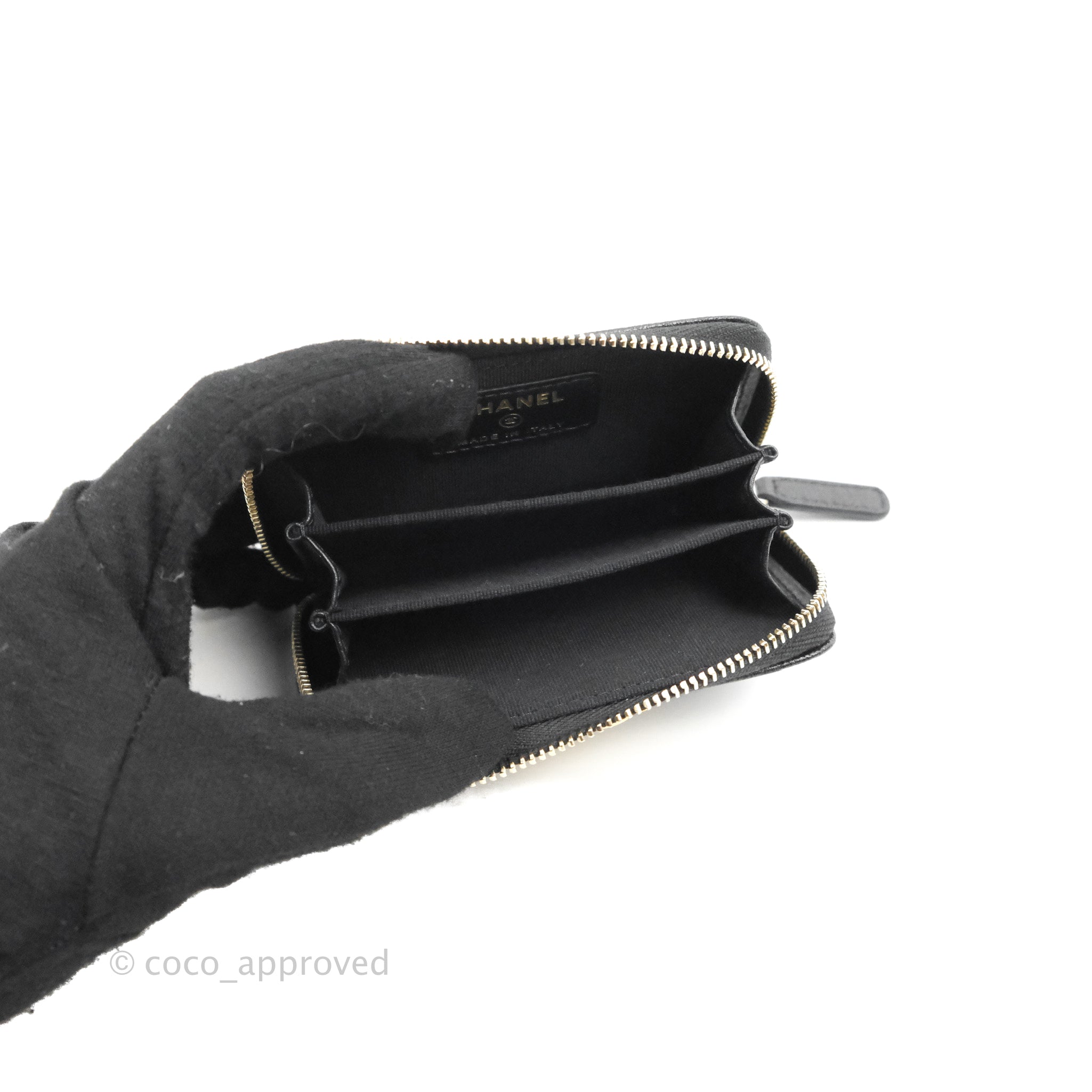 Chanel Chevron Boy Zip Card Holder in Black Caviar Leather with Gold Hardware - Luxury Wallet for Women, Perfect for Everyday Use & Gift Giving