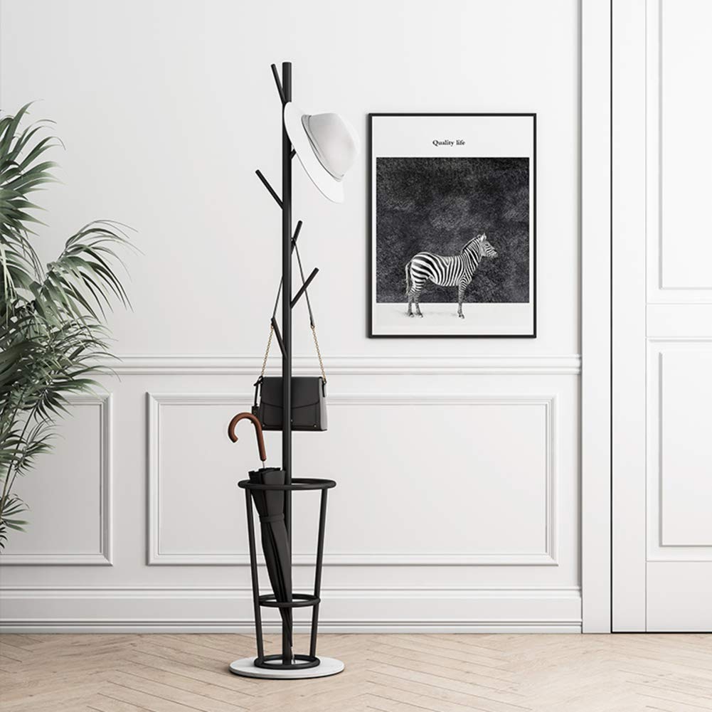 Free Standing Coat Rack with Umbrella Stand - 6 Hooks Entryway Organizer for Jackets, Hats, Handbags & Accessories (170cm Tall) - Perfect for Hallway, Foyer & Home Entry Organization