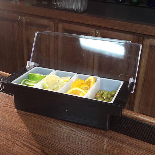 Black 4 Pint Condiment Holder - Perfect for Restaurants, Picnics, and Party Food Serving - Durable Sauce Container with Lid