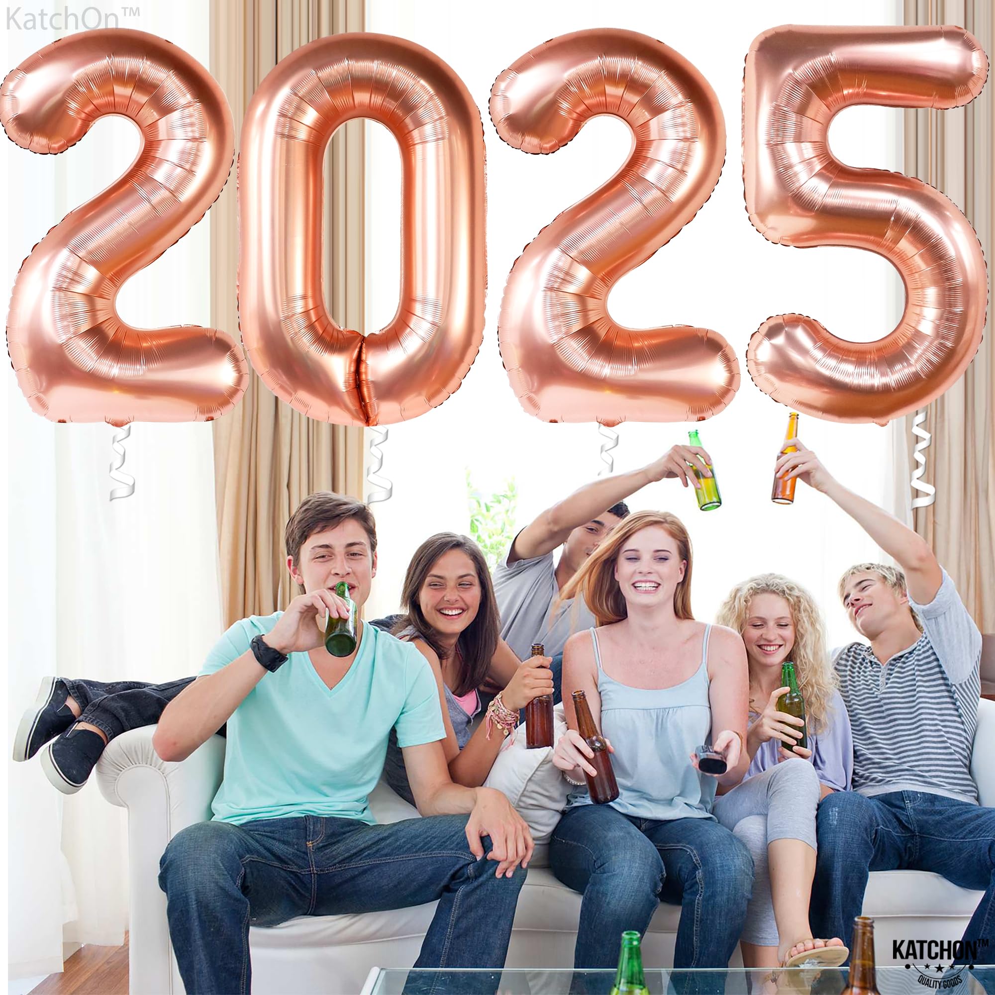 KatchOn 42 Inch Giant Rose Gold 2025 Graduation Balloons - Class of 2025 Party Decorations | Large Metallic Rose Gold Balloons for Graduation Ceremony, Photo Backdrops & Celebration Decor