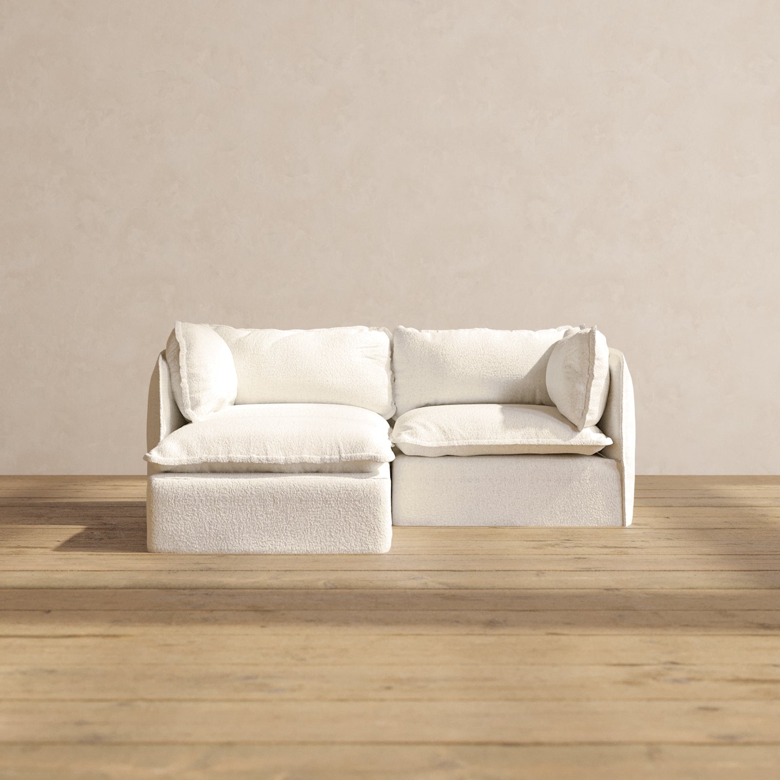 Modular Performance 2-Seater Sectional Sofa in Mousse Fabric | Comfortable L-Shaped Couch for Small Living Room, Apartment & Lounge | Modern Home Furniture for Relaxing, Entertaining & Movie Nights