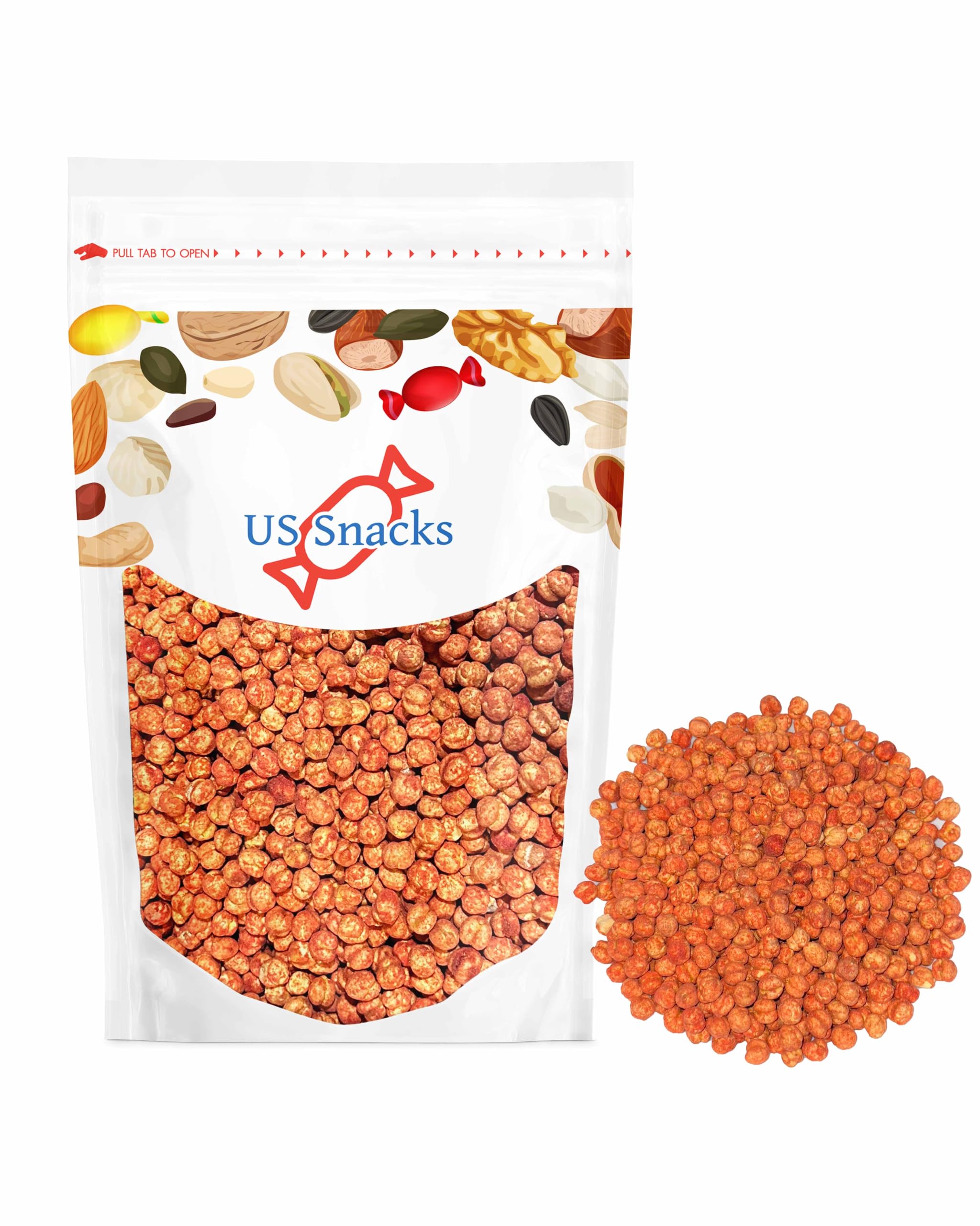 Spicy Roasted Chickpeas Snack - Hot Chili Garbanzo Beans, 1 Pound (Pack of 1) | Healthy Vegan Protein Snack for Hiking, Office & Movie Nights