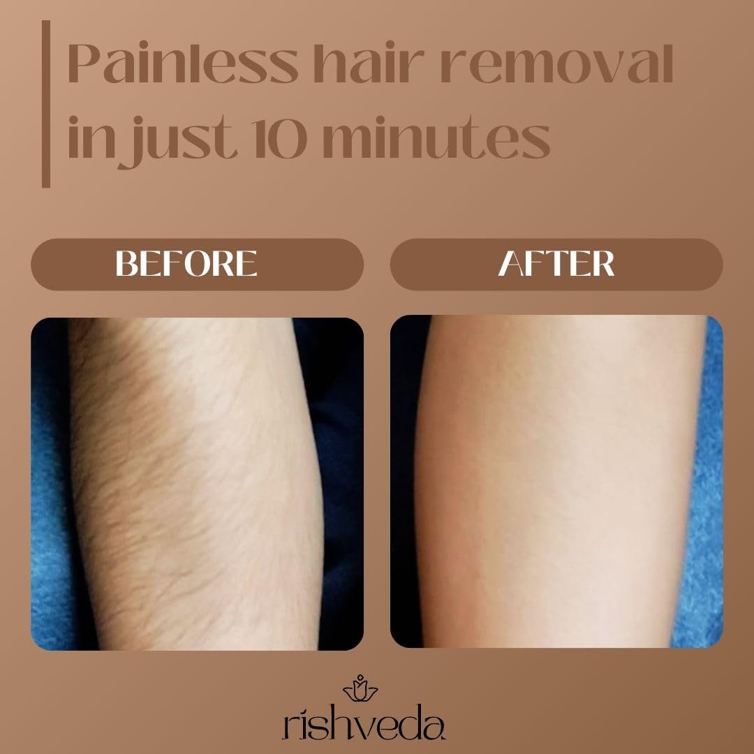 Rishveda Chocolate Bikini Wax - Natural Herbal Hair Removal Powder for Women | Painless 10-Minute Waxing | 50g Pack | Perfect for Smooth Skin at Home, Salon, or Travel