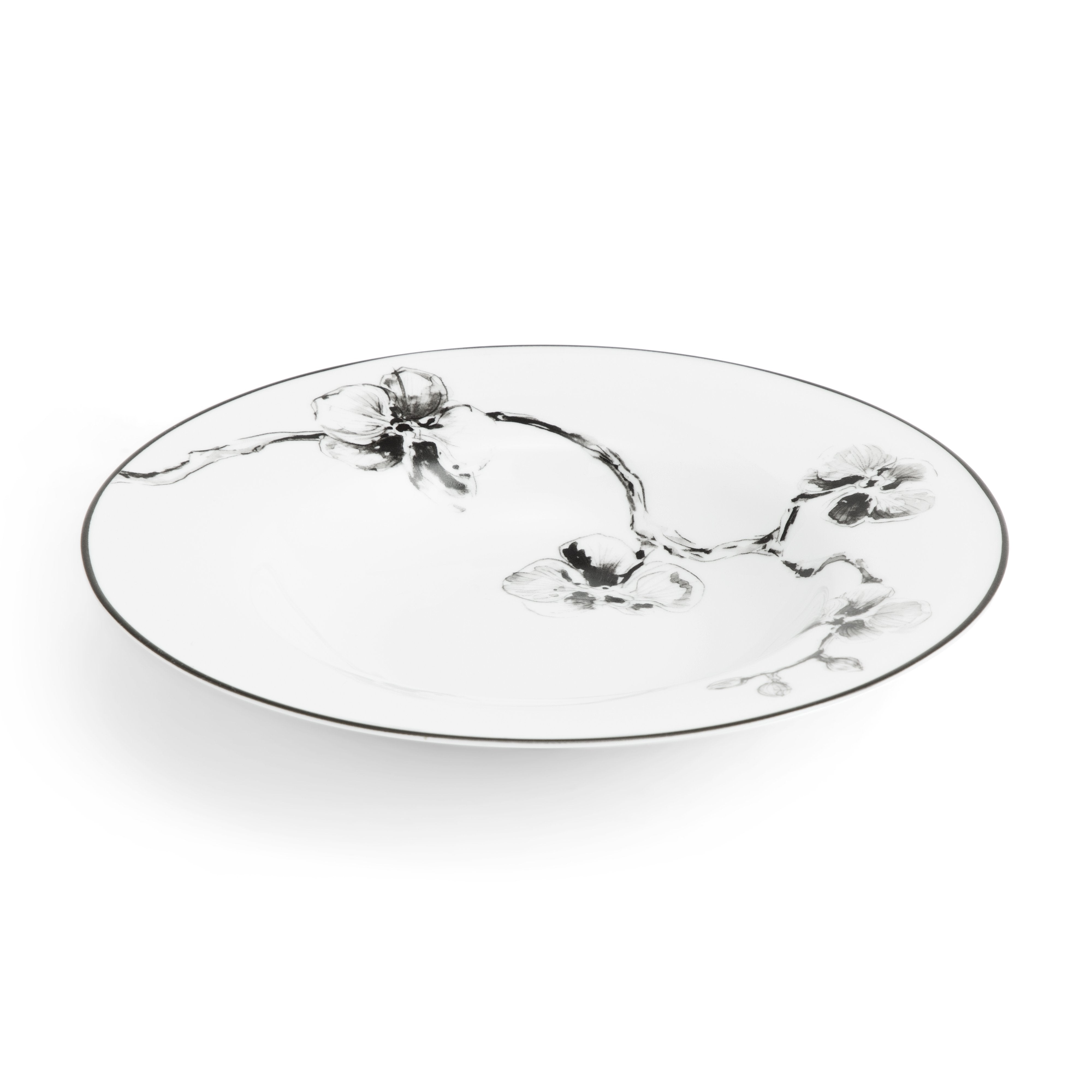 Premium Black Orchid Porcelain Dinnerware Set - Elegant 16-Piece Tableware for Fine Dining, Parties & Special Occasions