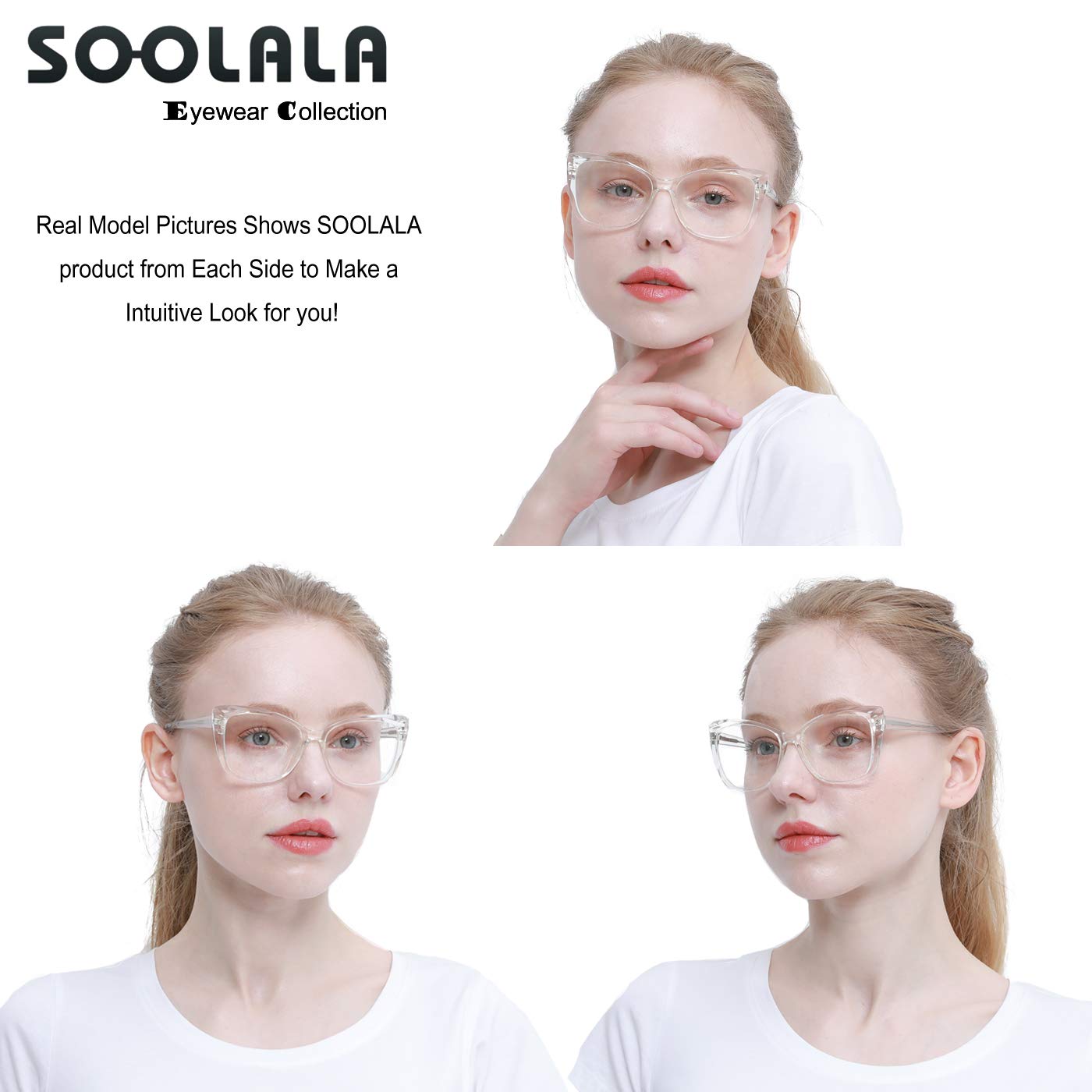 SOOLALA Blue Light Blocking Glasses for Women - TR90 Computer Reading Glasses with Butterfly Frame - Anti Eye Strain for Digital Screen Use - Perfect for Office, Gaming & Nighttime Reading