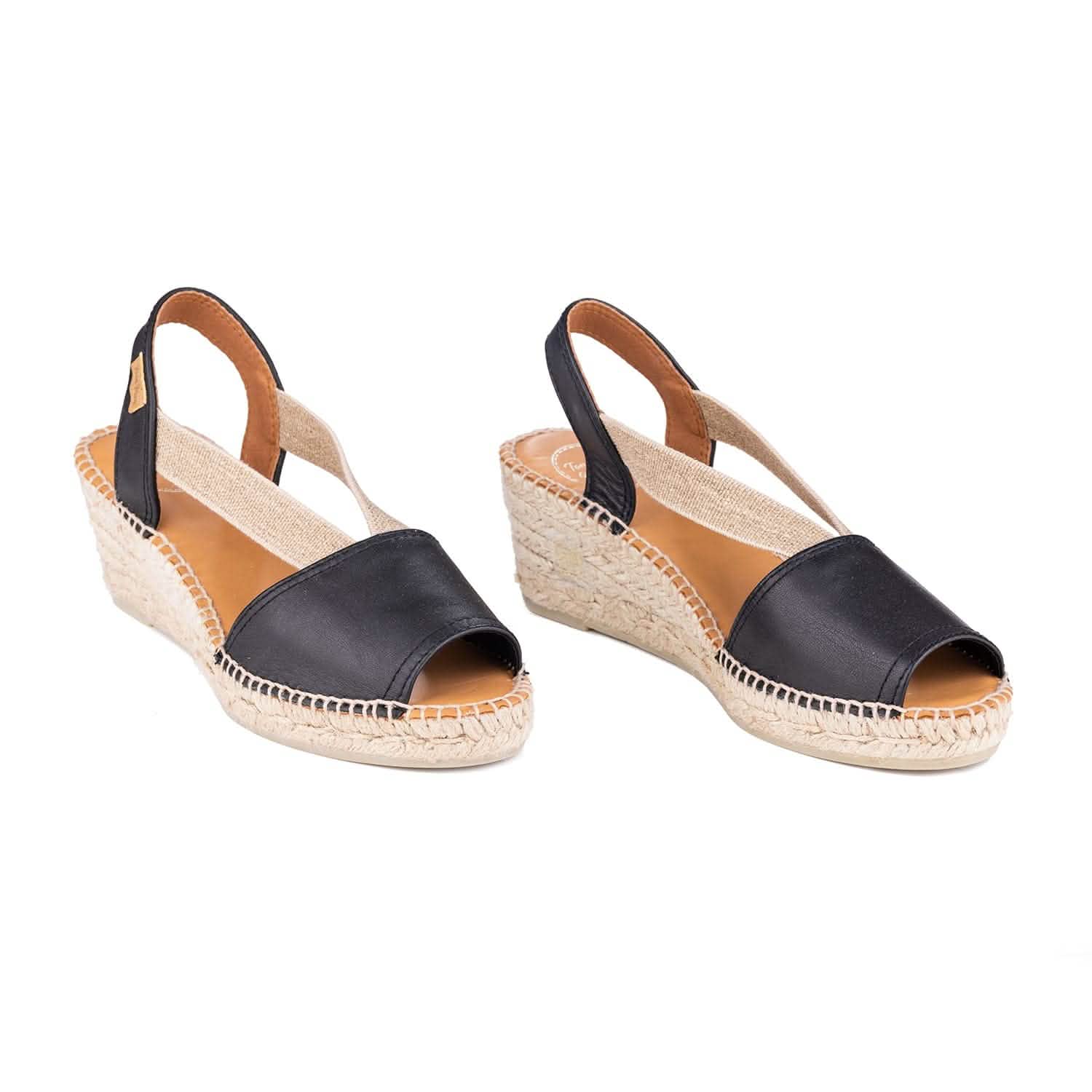 Women's Plain Leather Wedge Espadrilles - Comfortable Summer Sandals for Beach, Vacation & Casual Outings | Teide P Collection