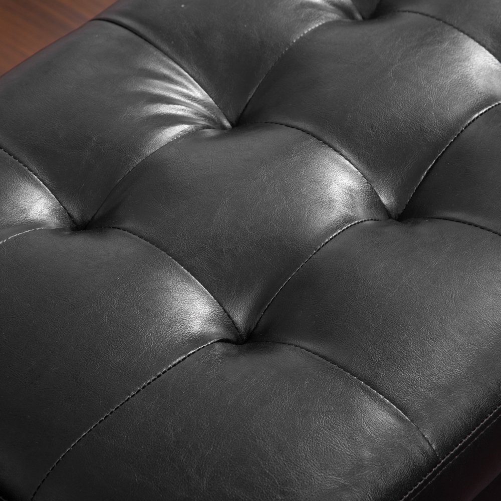 U-MAX Black Faux Leather Storage Ottoman Bench with Foldable Design - Perfect for Living Room, Bedroom & Entryway Organization