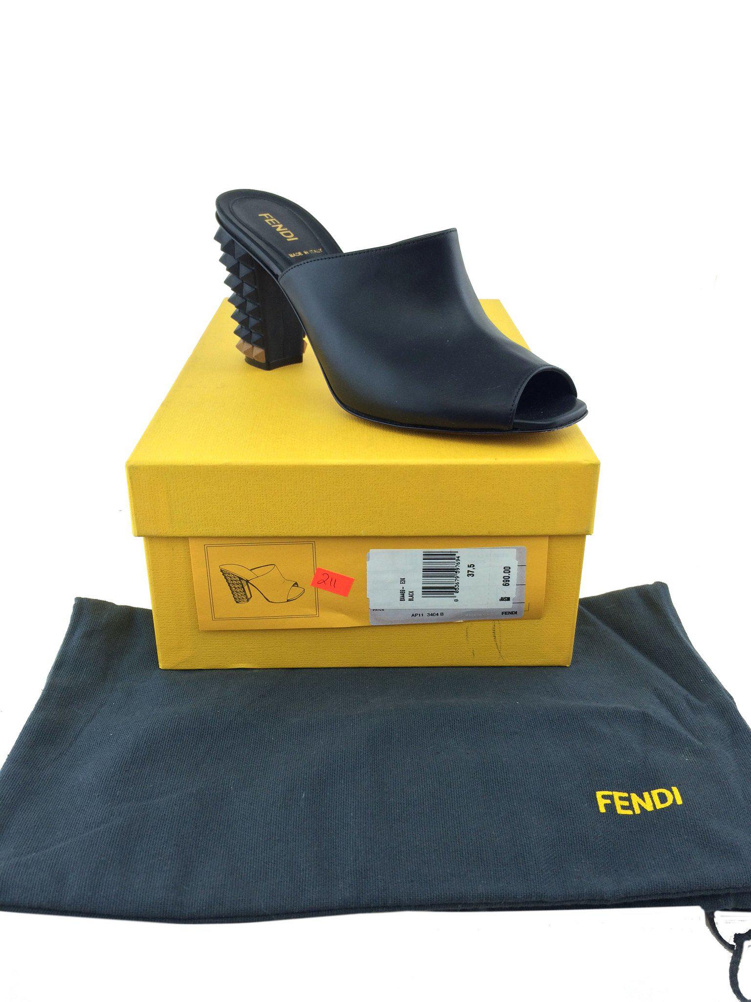 Fendi Women's Open Toe Spike Heel Mules - Size 7.5 US | Luxury Designer Slide Sandals for Summer, Parties & Fashion Outings