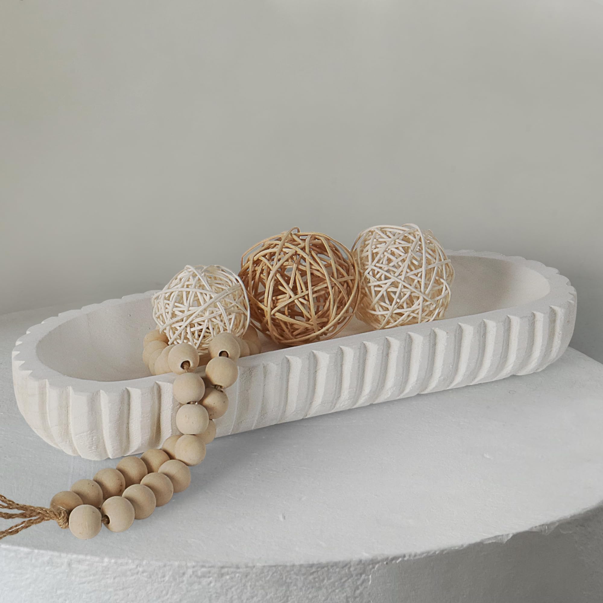 Hand Carved Oakrain Wooden Decorative Bowl - 15.7