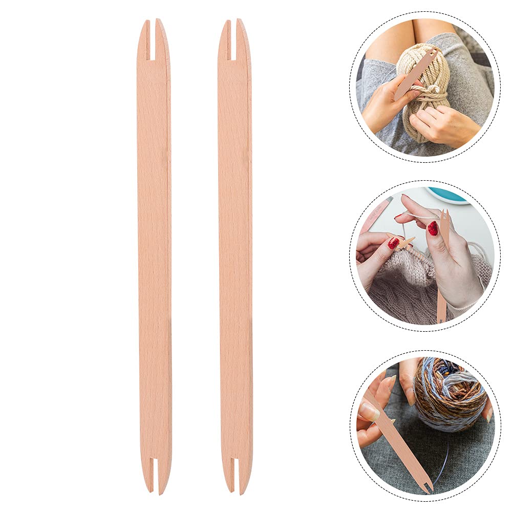 Wooden Knitting Shuttles 2Pcs - Natural Wood Weaving Tools for DIY Crafts