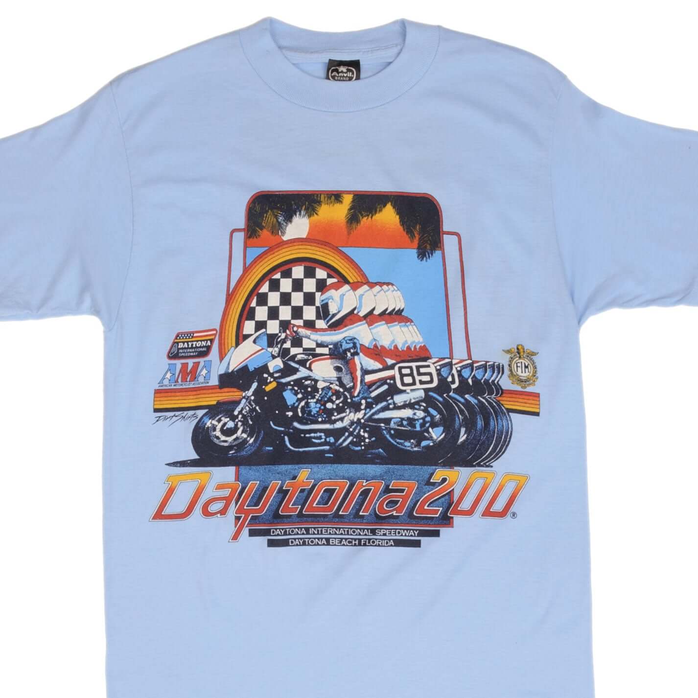 Vintage AMA Daytona 200 Early 1980s Anvil Tee Shirt - Size Small - Made in USA - Retro Motorcycle Racing T-Shirt for Men & Women - Perfect for Casual Wear, Biker Events, and Vintage Enthusiasts