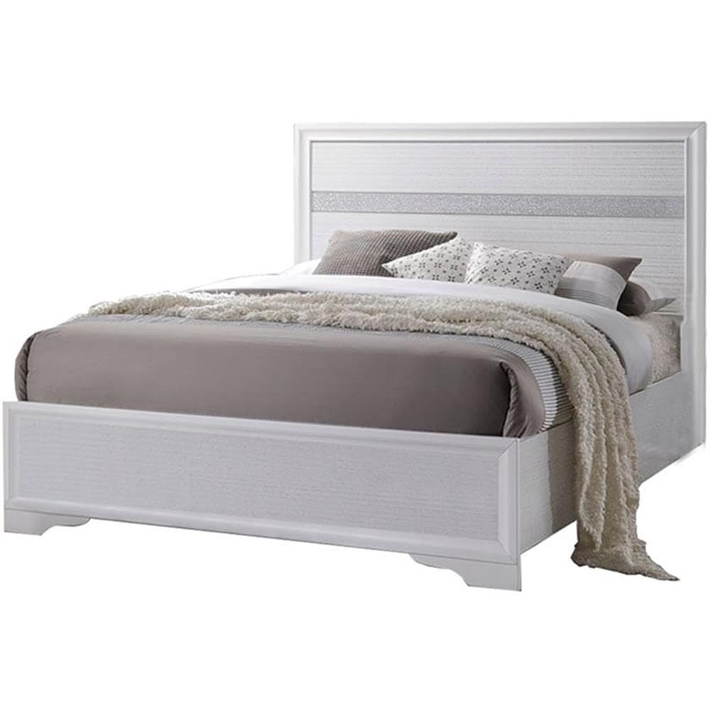 Acme Naima White Wooden Twin Panel Bed Frame - Solid Wood Platform Bed for Kids & Teens - Perfect for Small Bedrooms, Guest Rooms & Dormitories