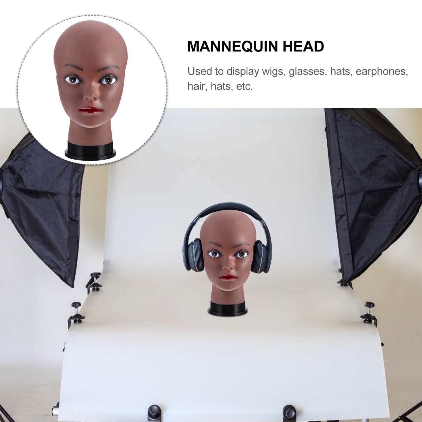 Beaupretty African Black Mannequin Head for Wig Making - PVC Hat Display Stand for Hairstyling Practice & Salon Training | Perfect for Cosmetology Students & Professional Stylists