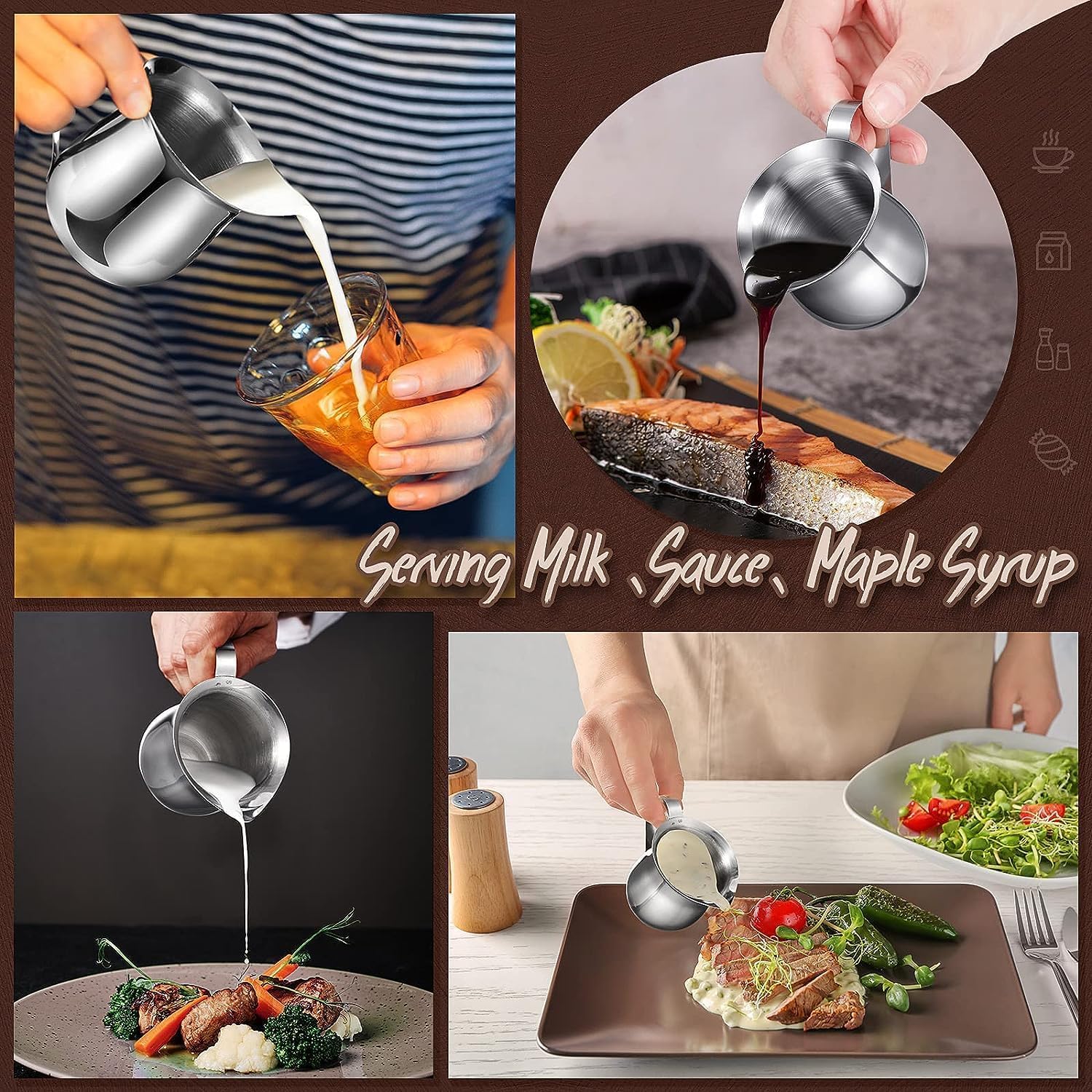 12-Pack 3oz Stainless Steel Creamer Pitchers - Mini Milk Dispenser for Coffee, Tea & Restaurants - Perfect for Coffee Shops, Cafes & Home Use