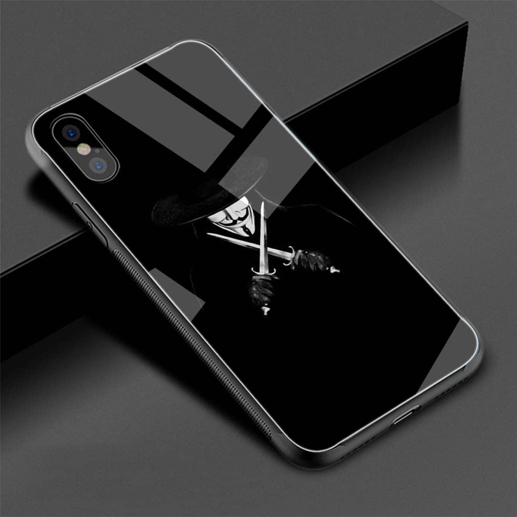 RAI-16 V-Vendetta Mask iPhone 12 Pro Max Case - Shockproof Tempered Glass Screen Protector & Anti-Scratch TPU Bumper Cover - Perfect for Daily Use, Gaming & Outdoor Activities