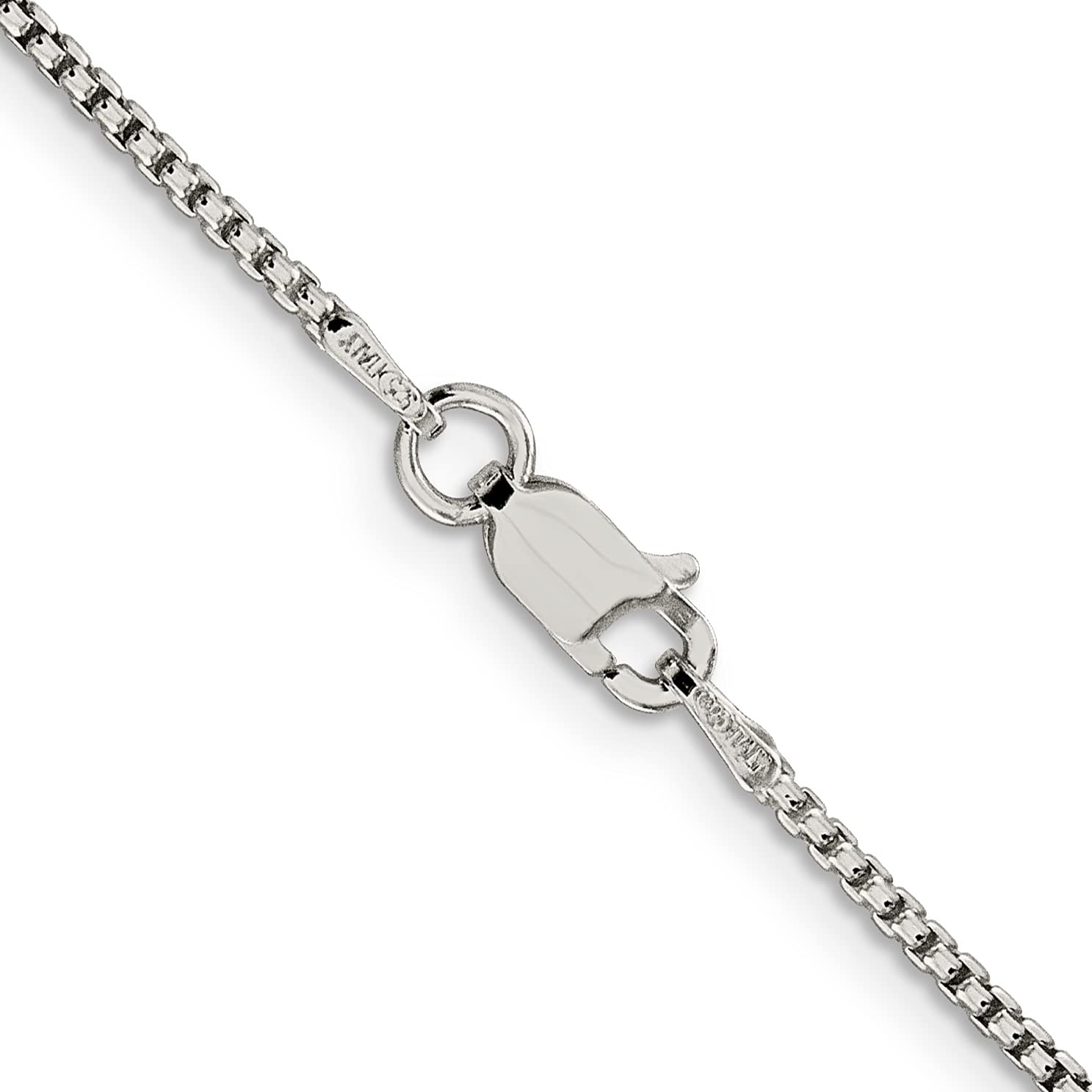 IceCarats 925 Sterling Silver 1.5mm Round Box Link Chain Necklace for Women - Dainty Layering Jewelry, Everyday Wear & Gift Giving
