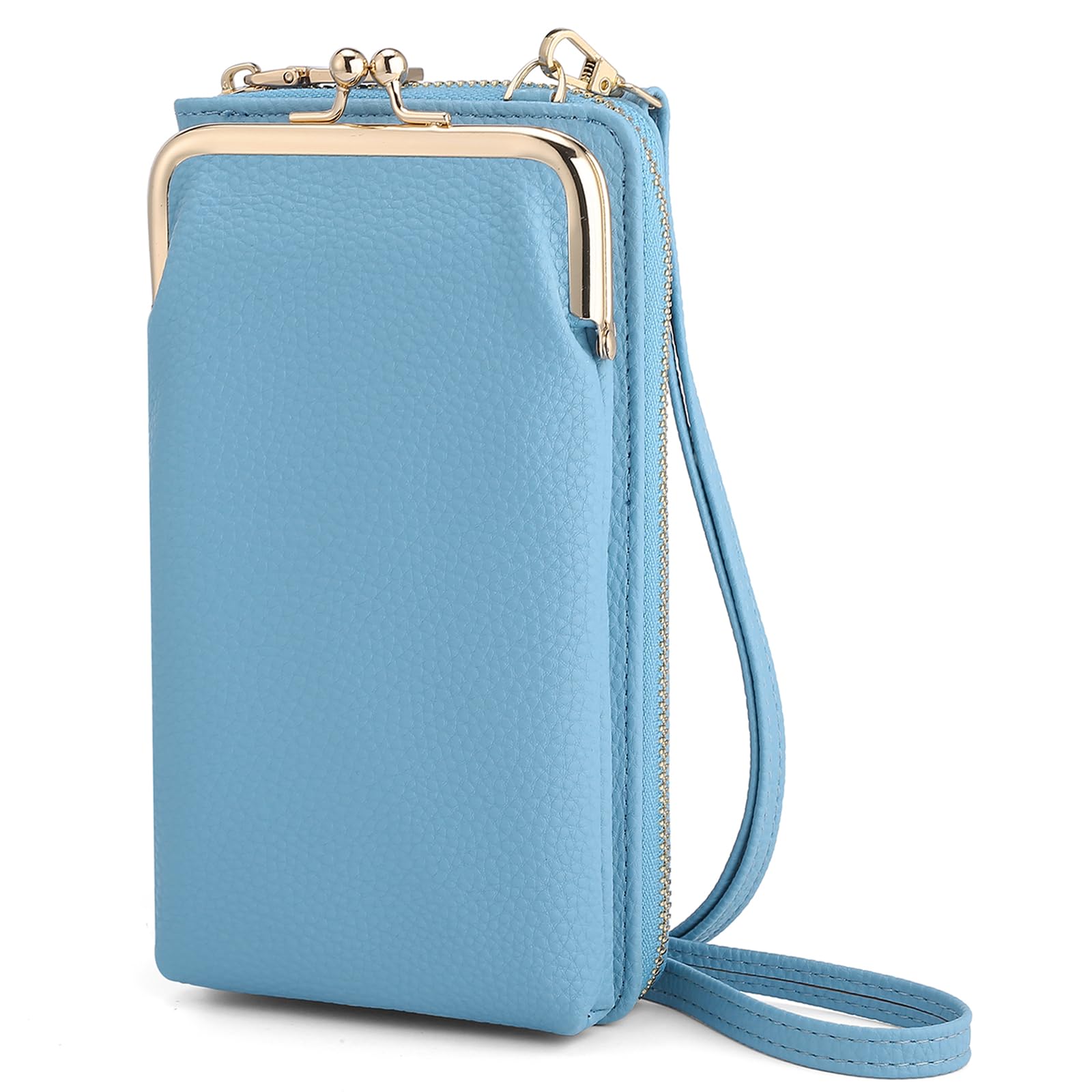 EASTNIGHTS Small Crossbody Phone Bag for Women - Cute Kiss Lock Shoulder Purse with Credit Card Slots - Perfect for Travel, Shopping & Daily Essentials (Black)