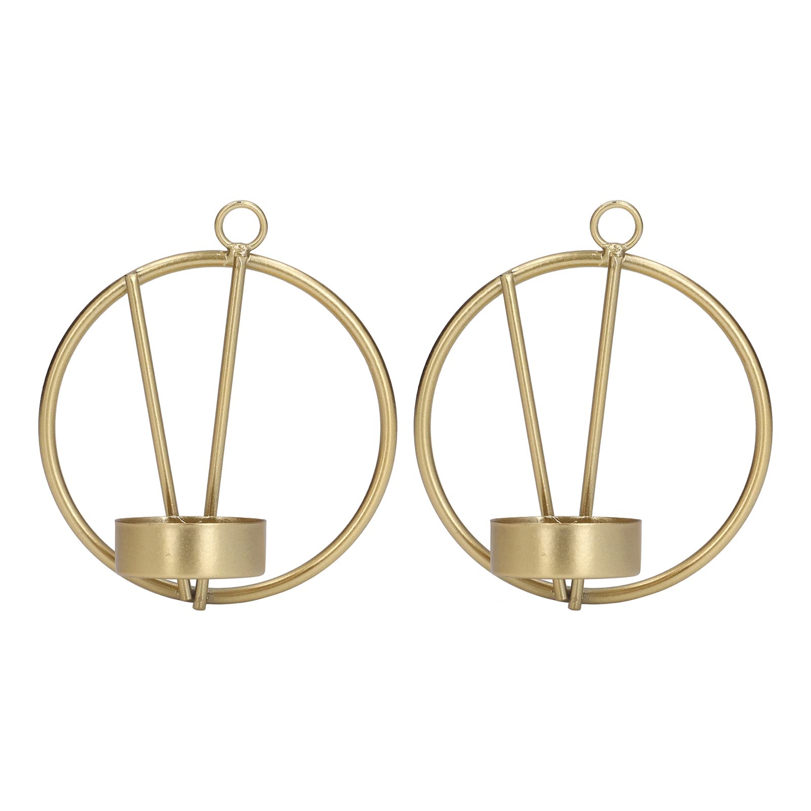 Modern Minimalist Golden Round Candle Holder - Wall Mounted & Hanging Candlestick Pendant for Living Room, Bedroom, Dining Room - Elegant Home Decor for Wedding, Party & Relaxation