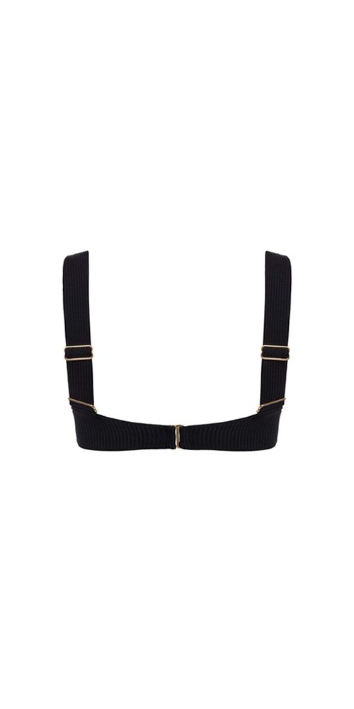 Hayden Black Rib Bikini Top for Women - Sexy Swimwear for Beach, Pool & Summer Vacations