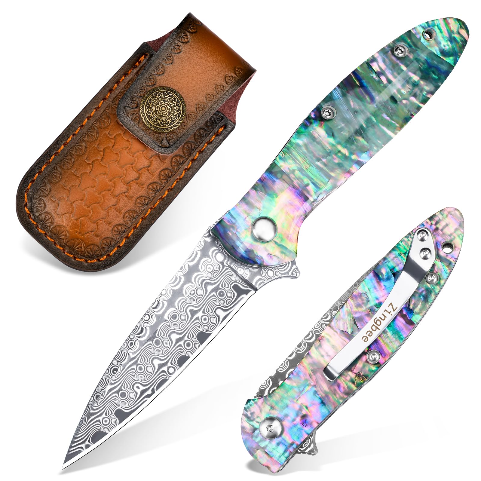 Premium Damascus Steel Pocket Knife - 2.87