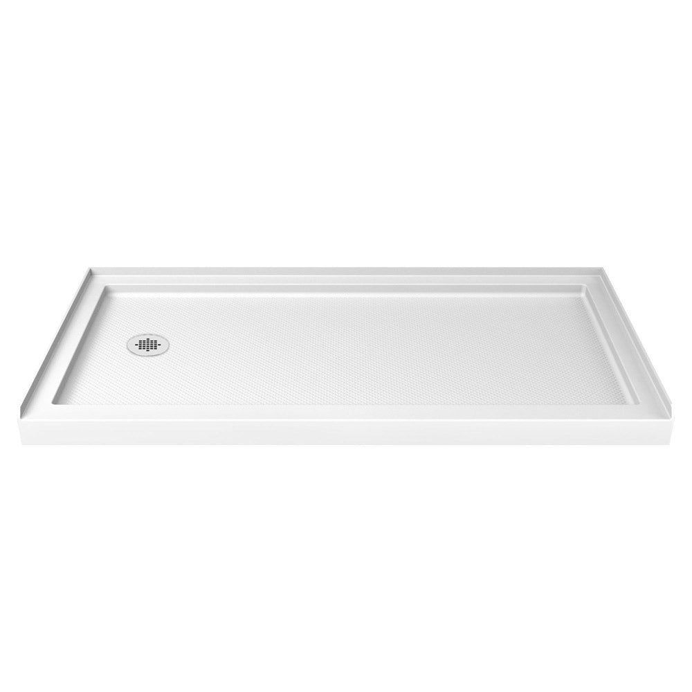 DreamLine Aqua Ultra 36x60 Inch Frameless Shower Door - Brushed Nickel Finish with White Base Kit & Center Drain | Perfect for Modern Bathroom Renovations & Spa-Like Shower Experience