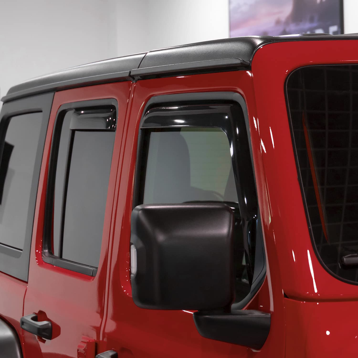Jeep Wrangler JL (2018-2025) & Gladiator (2020-2025) In-Channel Rain Guards - Heavy Duty Window Deflectors & Vent Visors - 4-Piece Set (220102) - Perfect for Off-Roading, Camping & All-Weather Protection