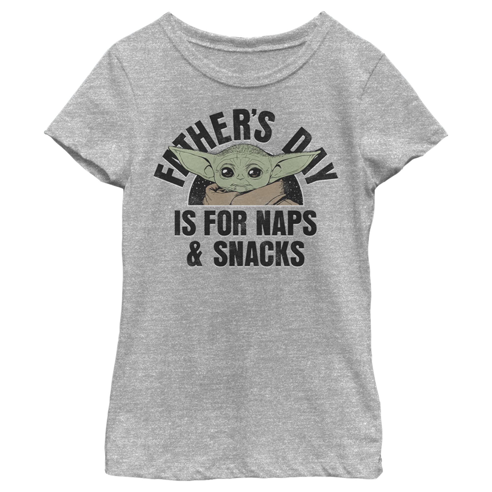 Star Wars Mandalorian Themed Girls Short Sleeve T-Shirt - Cute Baby Yoda Naps & Snacks Design - Perfect for Cosplay, Birthday Gifts & Everyday Wear