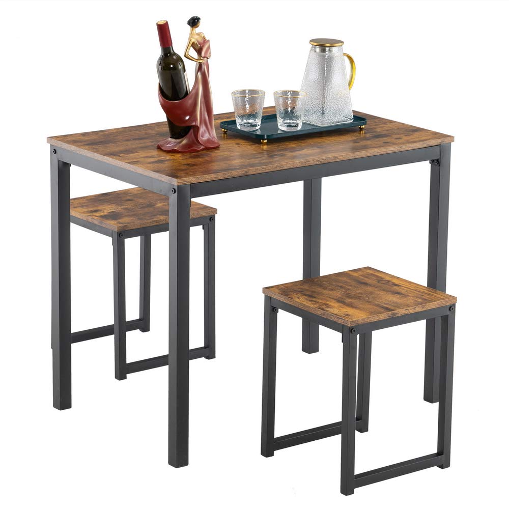 3-Piece Modern Wood Dining Table Set with 2 Chairs - Contemporary Kitchen & Breakfast Table for Small Spaces - Perfect for Apartments, Condos, and Cozy Homes