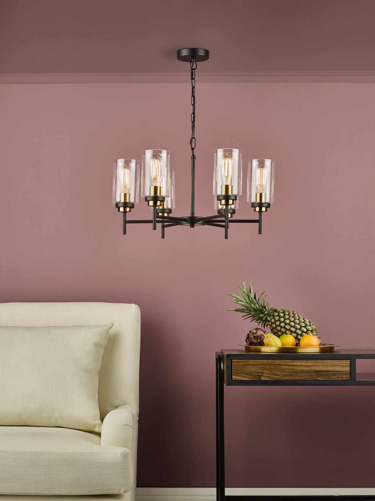 6Lt Center Ceiling Light Fixture - Satin Black Finish, IP20 Rated - Perfect for Living Room, Bedroom, or Dining Room Lighting