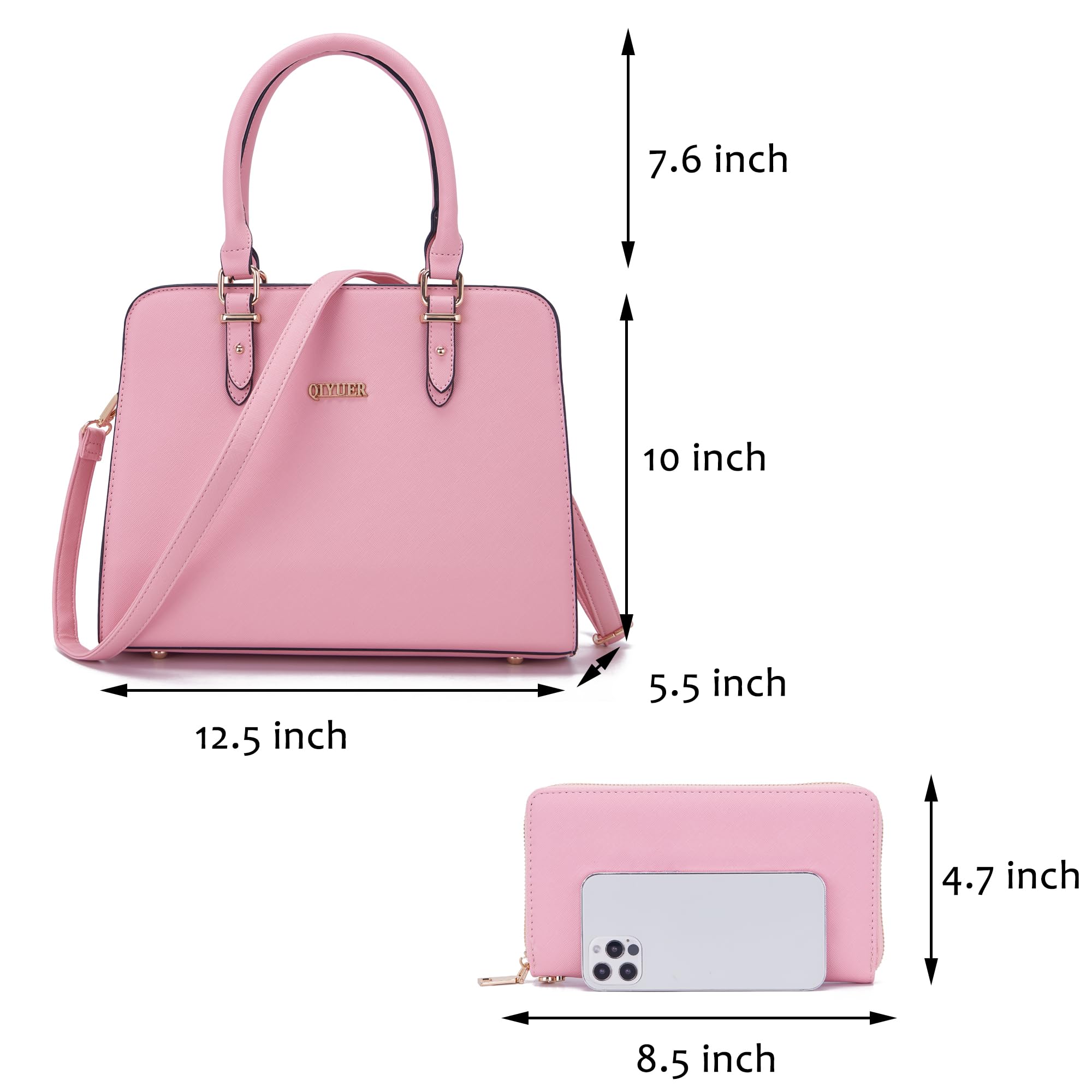 Stylish Qiyuer Women's Satchel Purse & Wallet Set - Top Handle Work Tote Bag (2-Piece) - Perfect for Office, Travel & Everyday Use
