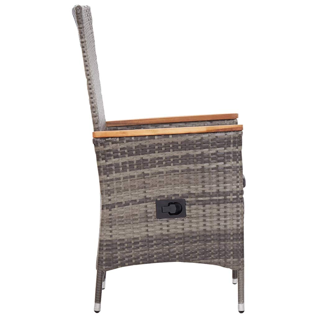 FAMIROSA 2-Piece Outdoor Patio Chairs Set with Cushions - Gray Poly Rattan Furniture for Garden, Poolside, Deck & Backyard Relaxation