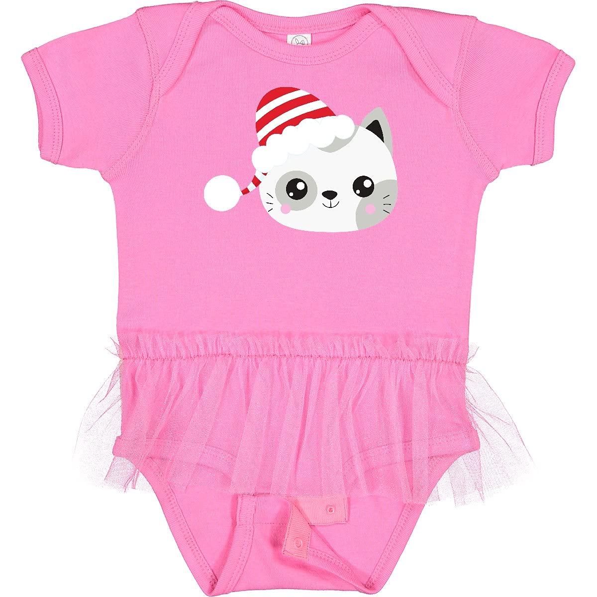Inktastic Christmas Cat Bodysuit - Cute Santa Hat Cat Outfit for Infants | Holiday Photo Shoot, Christmas Party, Baby Gift Idea