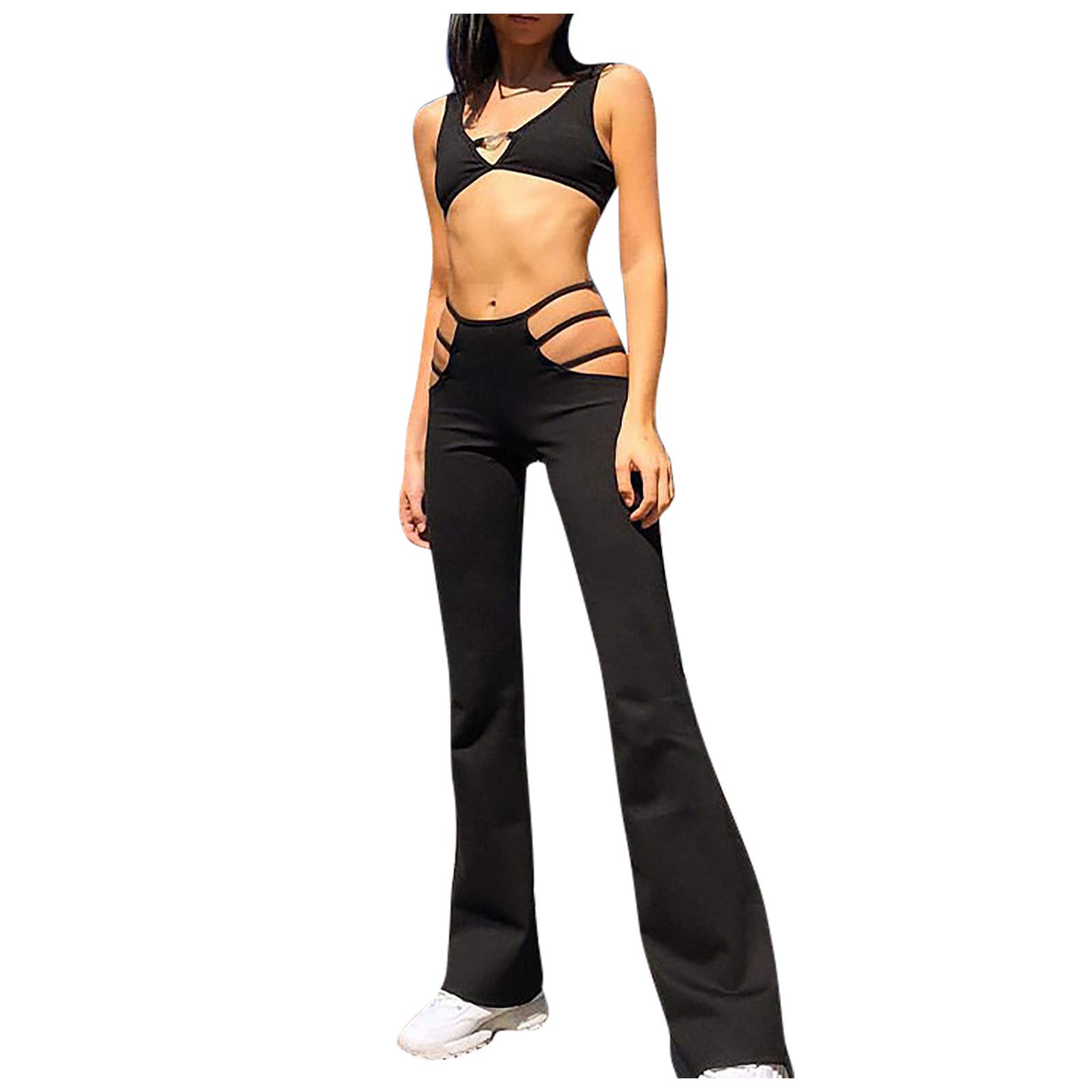 Trendy Y2K Women's Mid Waist Straight Leg Jeans - Cutout Flared Baggy Denim Pants for Streetwear & Casual Outfits | Perfect for Parties, Dating & Everyday Fashion