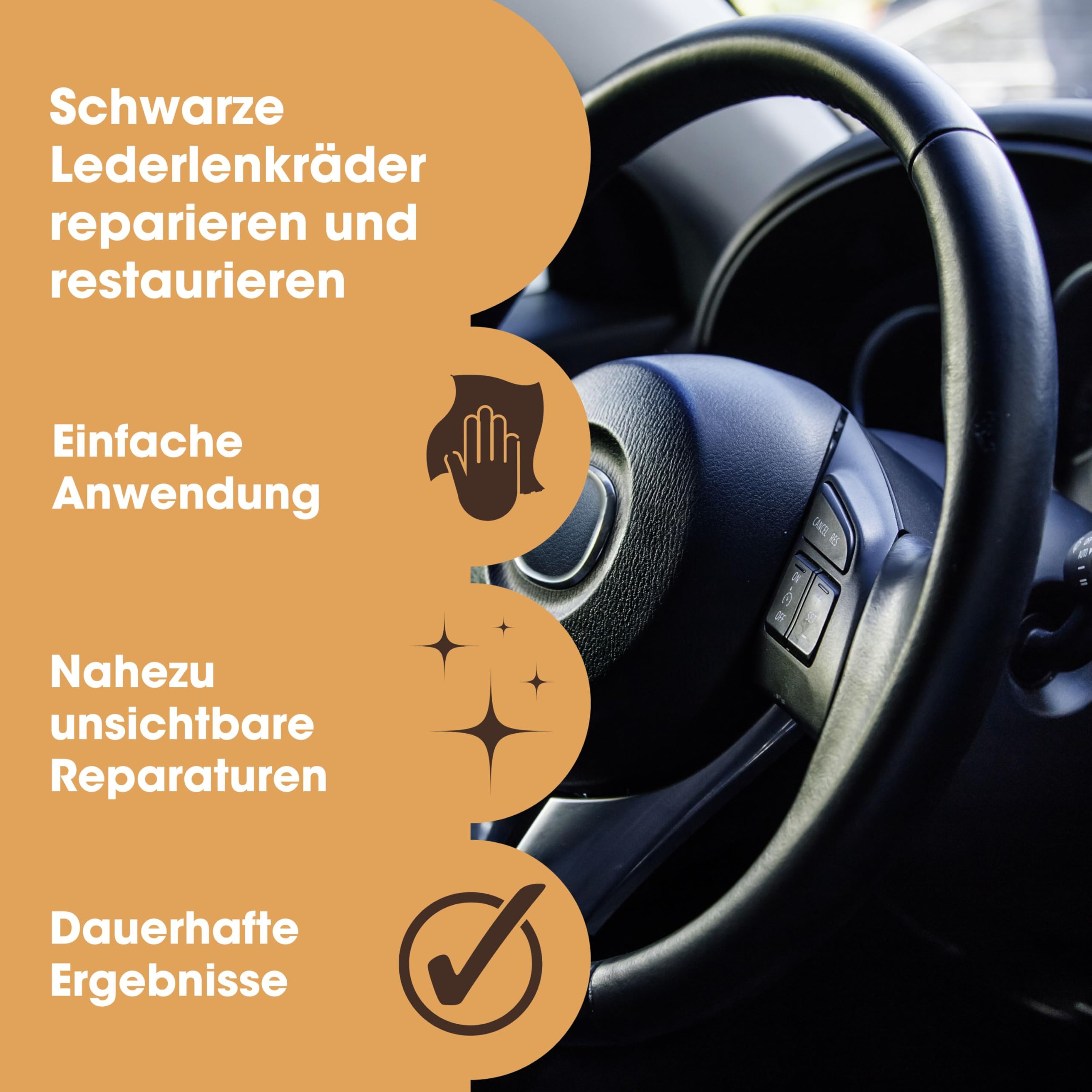Furniture Clinic Leather Steering Wheel Repair Kit - Fix Tears, Scuffs & Scratches | DIY Car Interior Restoration for Luxury Vehicles & Classic Cars