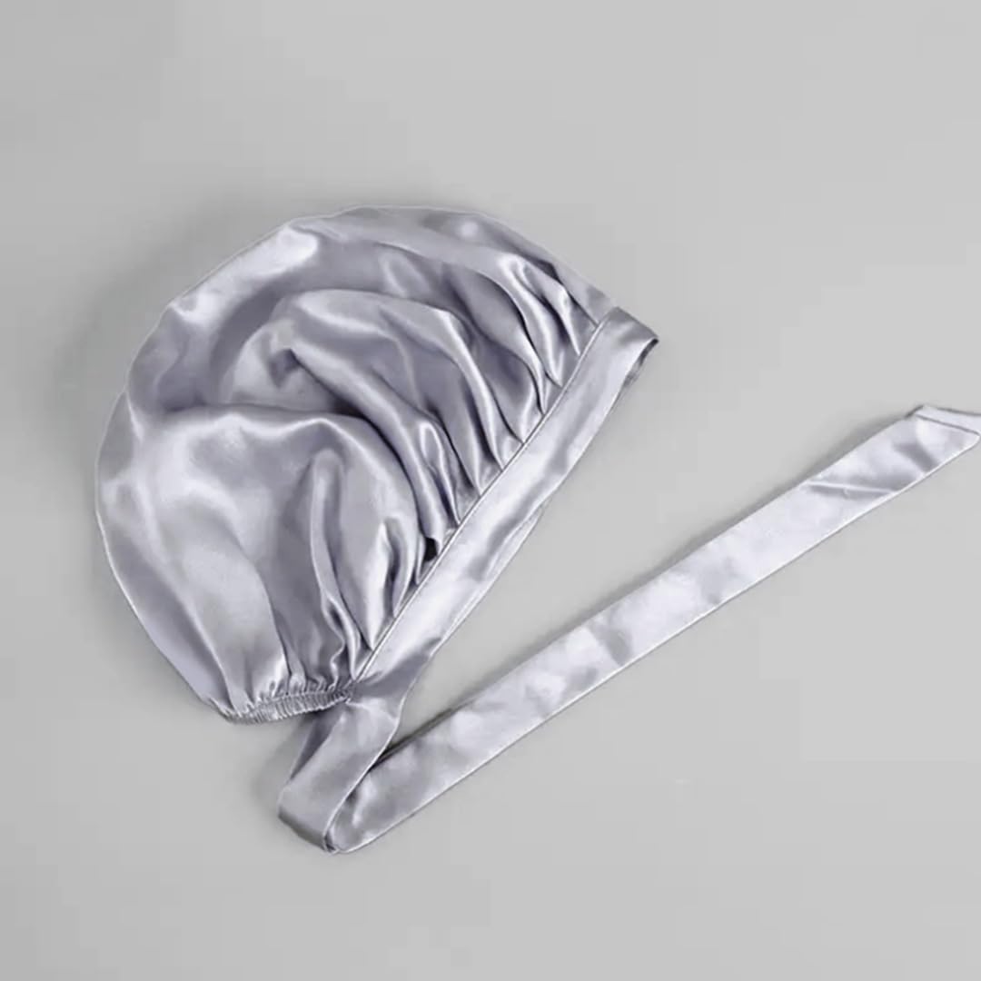 Premium Satin Hair Bonnet with Adjustable Ribbon Tie - Soft & Lightweight for Hydration & Protection | Silk Sleeping Cap for Curly, Natural & Protective Hairstyles | Perfect for Nighttime Hair Care & Travel | Created by Savio John Pereira
