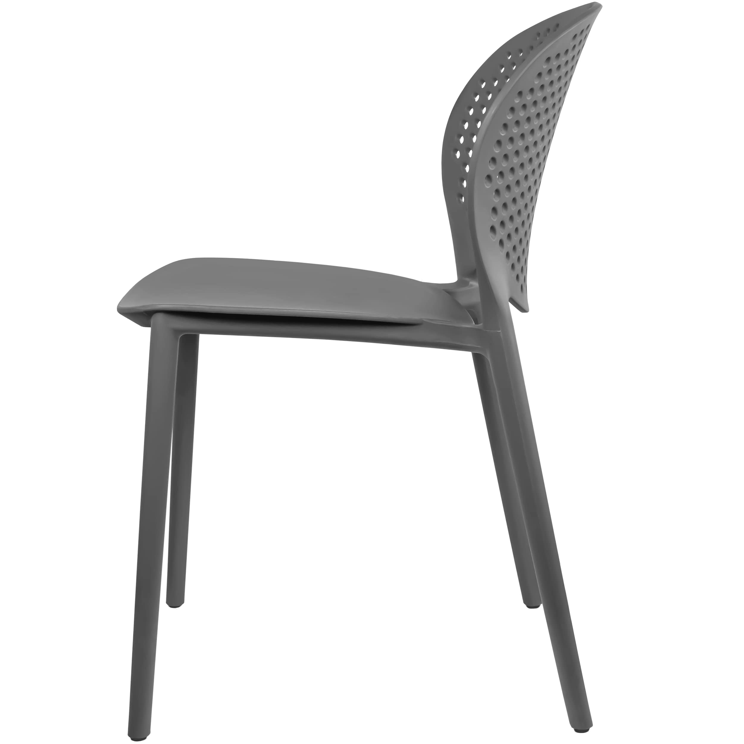 2 Pack Modern Stackable Patio Chairs - Indoor Outdoor Dining Chairs for Poolside, Kitchen, Living Room & Restaurant - Space-Saving Gray Side Chairs (Perfect for Small Spaces, Balcony Decor & Outdoor Entertaining)