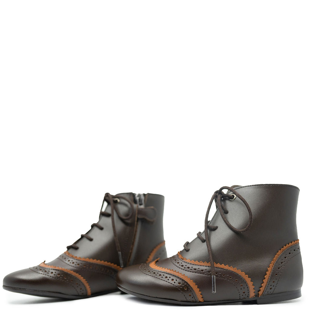 Stylish Mocha Wingtip Dress Booties for Women - Comfortable & Fashionable Ankle Boots for Office, Party & Everyday Wear