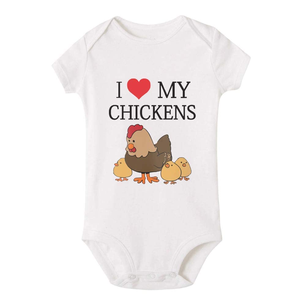 Cute Chicken Print Baby Bodysuit - Short Sleeve Romper for Newborns & Infants (0-24 Months) | Soft Cotton Jumpsuit for Boys & Girls | Perfect for Playtime, Photo Shoots & Everyday Wear