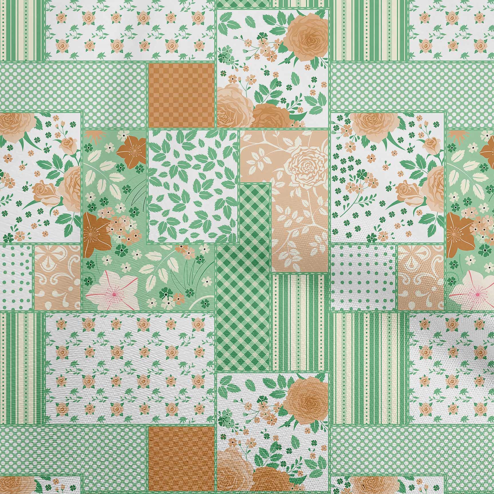 oneOone Polyester Spandex Green Floral Printed Fabric for Sewing & Crafts - 56 Inch Wide (15 Yards) | Perfect for DIY Dresses, Curtains & Home Decor Projects