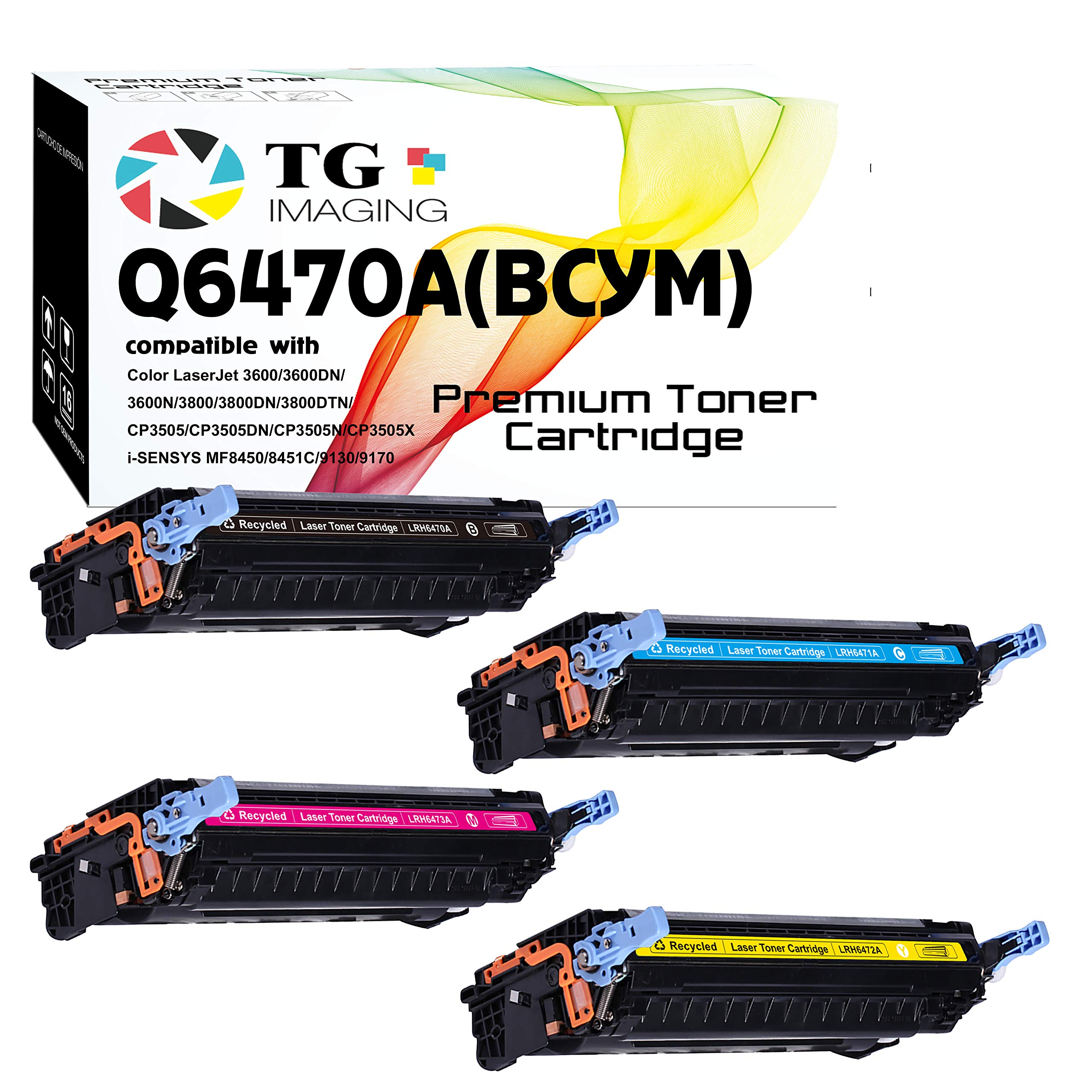4-Pack TG Imaging Compatible Toner Cartridge Replacement for HP 501A (Q6470A/Q6471A/Q6472A/Q6473A) - Works with HP LaserJet 3600/3800 Series Printers - Perfect for Office & Home Printing Needs