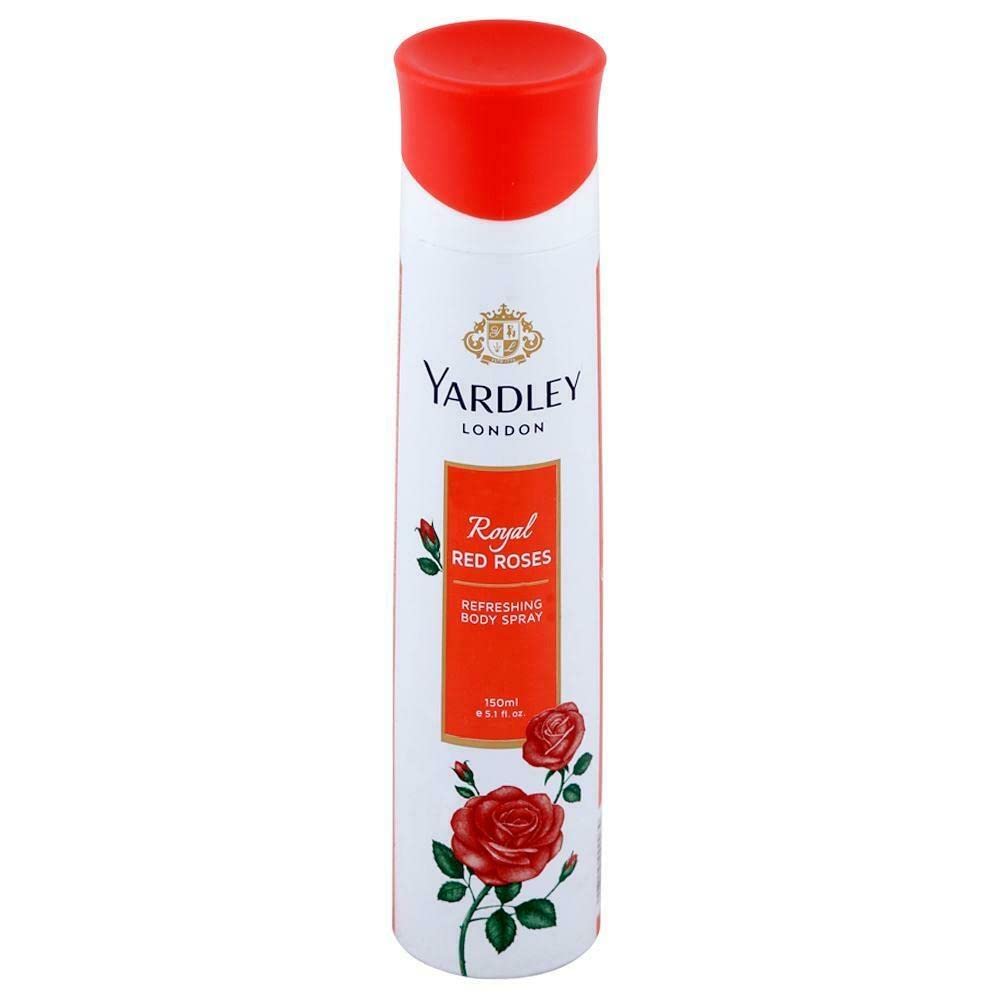 Yardley London Refreshing Body Spray - Natural Classic Floral Perfume, 150ml (Royal Red Rose Scent, Pack of 10) | Long-Lasting Fragrance for Women, Perfect for Daily Use, Work, Gym & Special Occasions