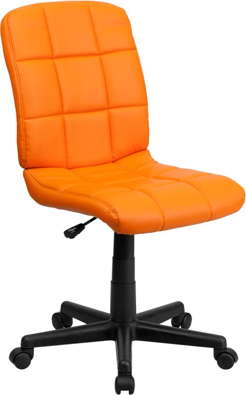 FLASH Clayton Mid Back Black Quilted Vinyl Swivel Task Office Chair with Arms - Ergonomic Desk Chair for Home Office, Computer Workstation & Conference Room