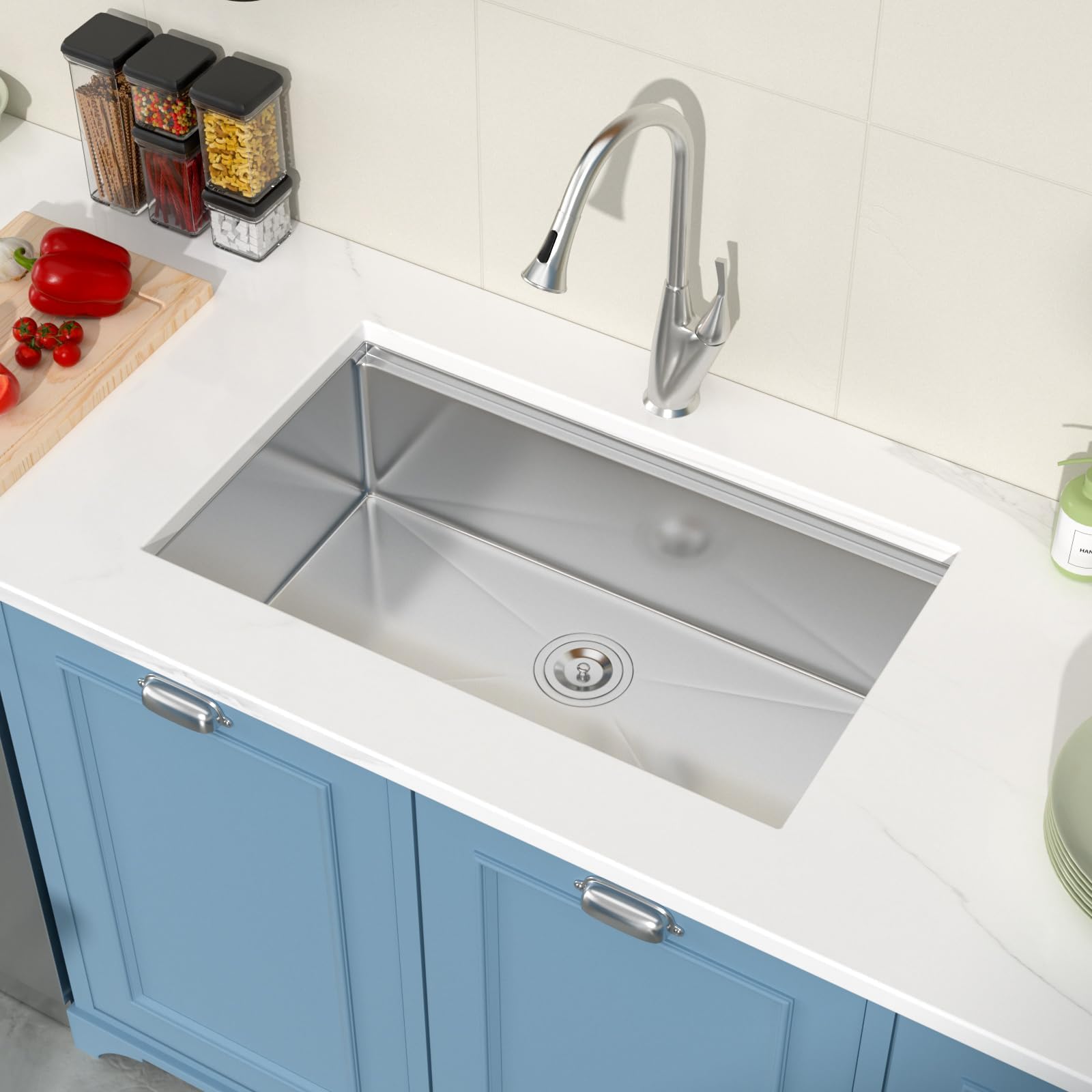 30x18 Inch Undermount Stainless Steel Kitchen Sink - 16 Gauge Single Bowl Workstation Sink with Accessories for Countertop Installation | Perfect for Food Prep, Dishwashing & Modern Kitchen Renovations