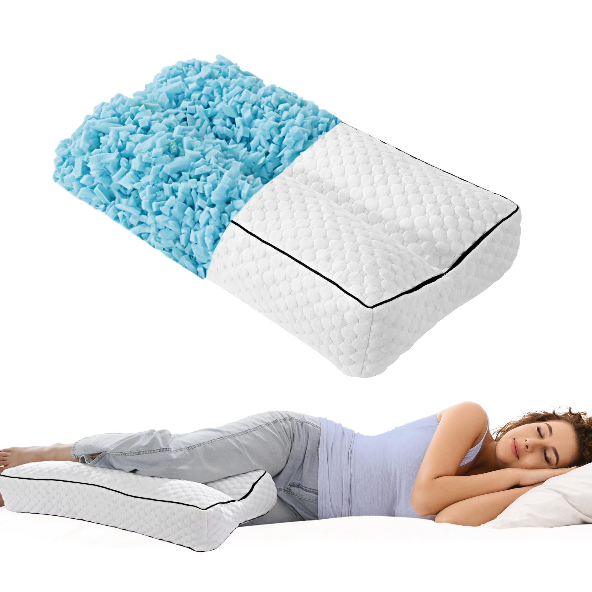 MABOZOO Memory Foam Knee Pillow for Side Sleepers - Orthopedic Leg Support Pillow for Spine Alignment, Pregnancy & Post-Surgery Comfort - Ideal for Side Sleeping, Leg Elevation & Pain Relief (Home & Travel Use)