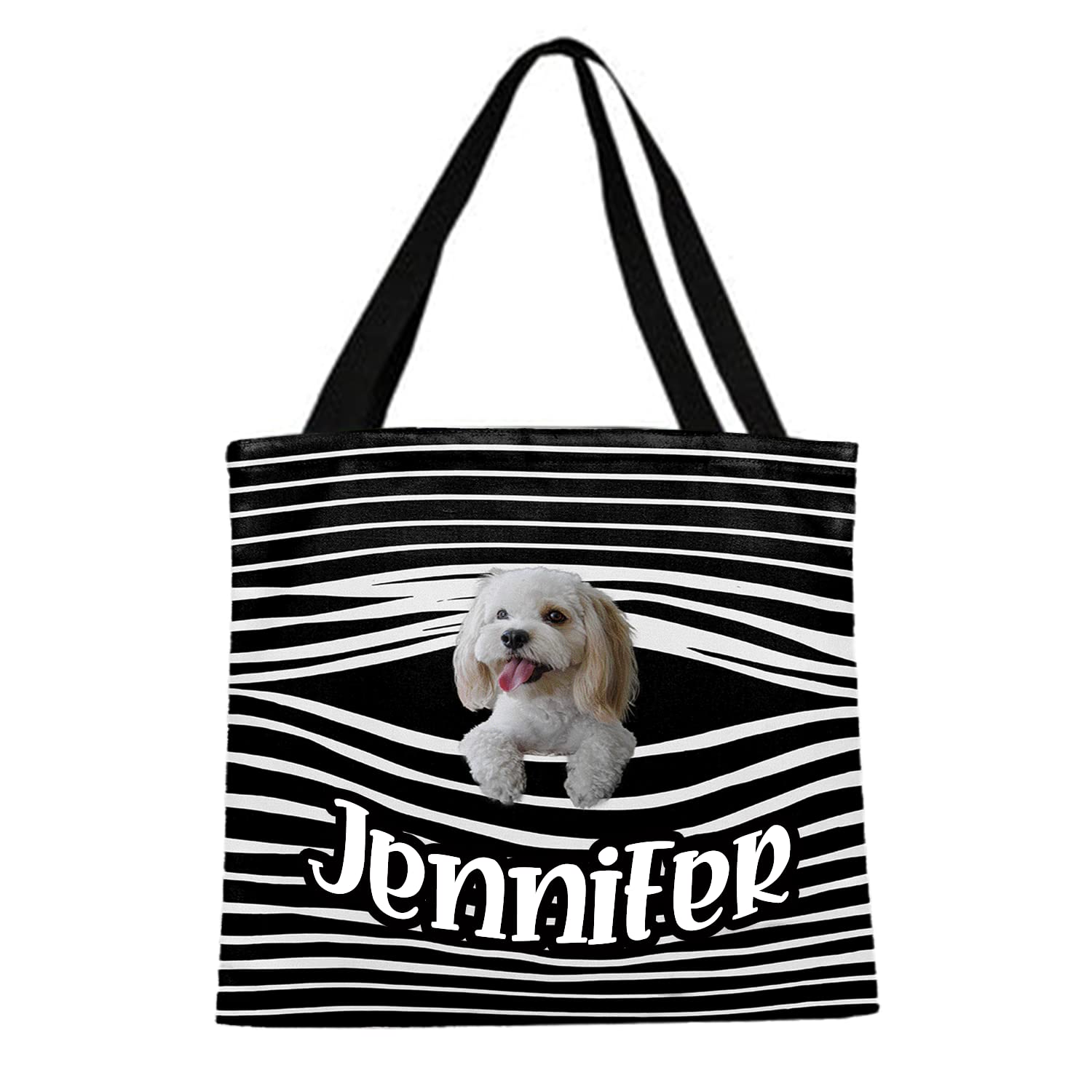 NAZENTI Custom Personalized Dog Tote Bag for Women - Cute Pet Lover Shoulder Bag, Reusable Grocery Shopping Tote - Perfect Gift for Dog Owners, Beach Day, Farmers Market & Daily Errands